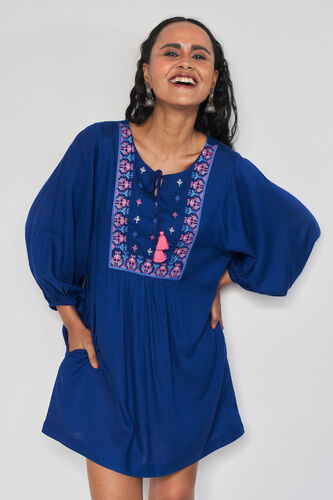 Vrishti Embroidered Dress, Blue, image 2