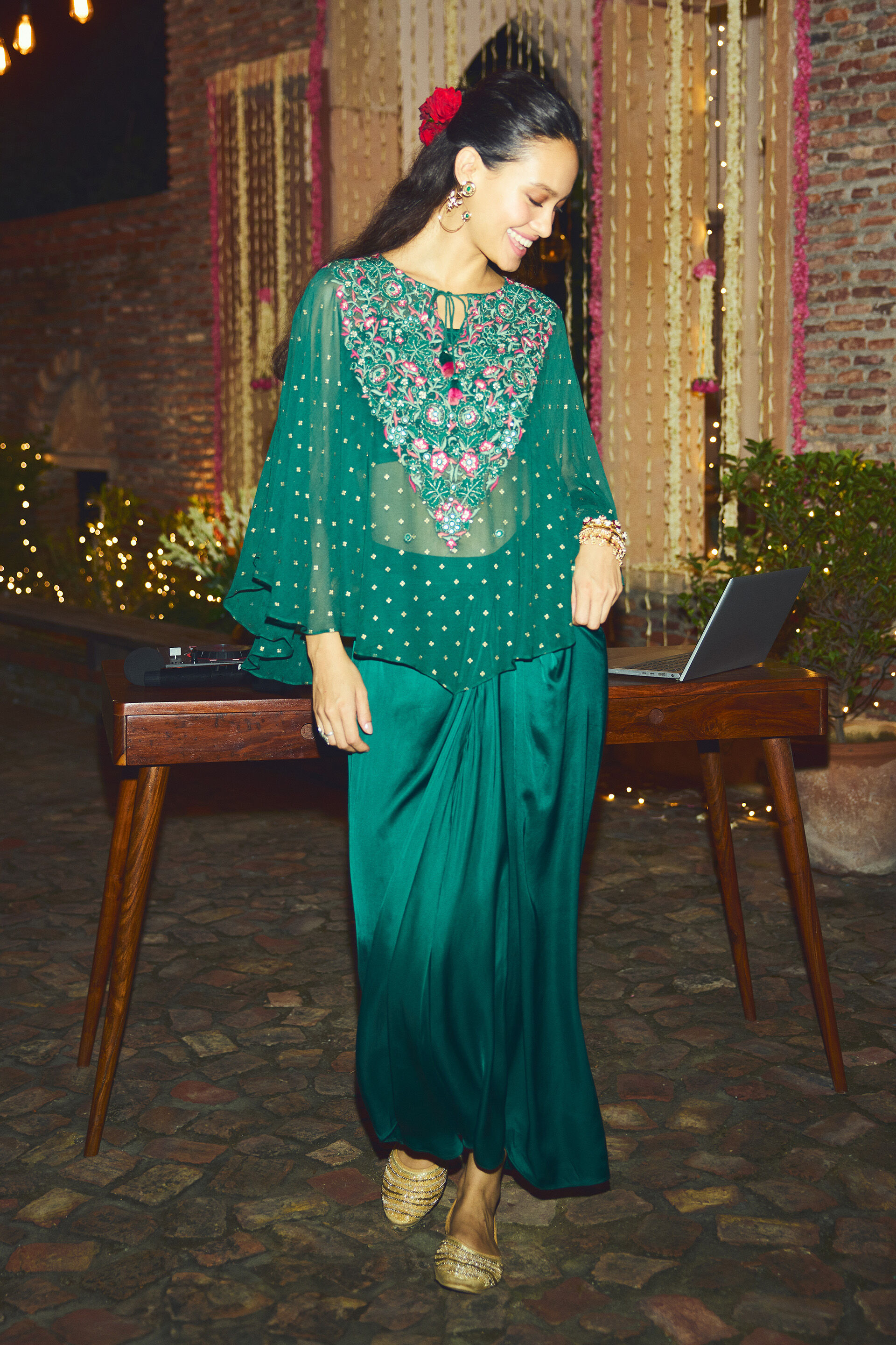 Harihar Co-ord Set, Green, image 2