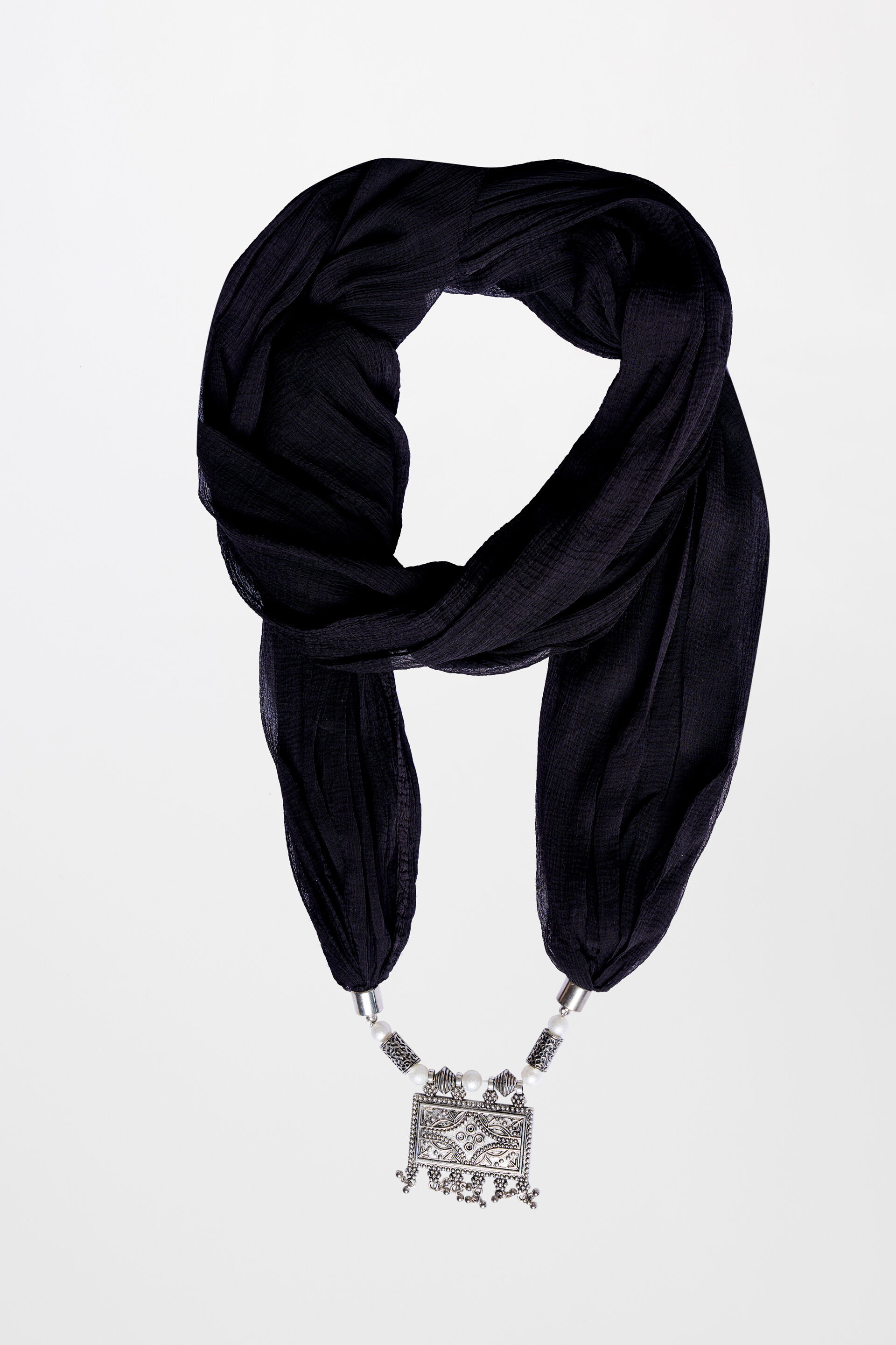 Buy Black Polyster Scarf Online at Best Price at Global Desi