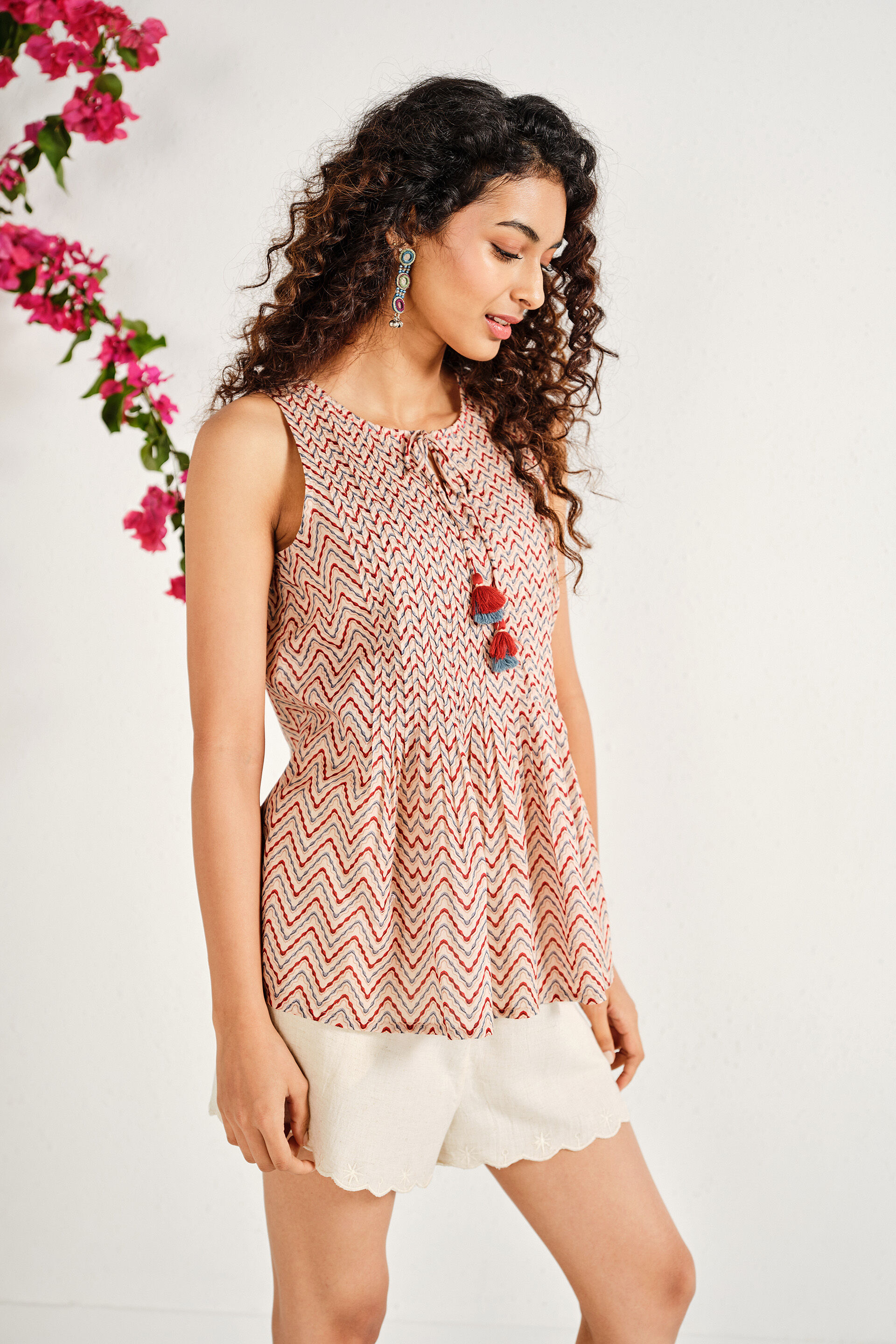 Bansi Beige Cotton Top, Beige, image 4