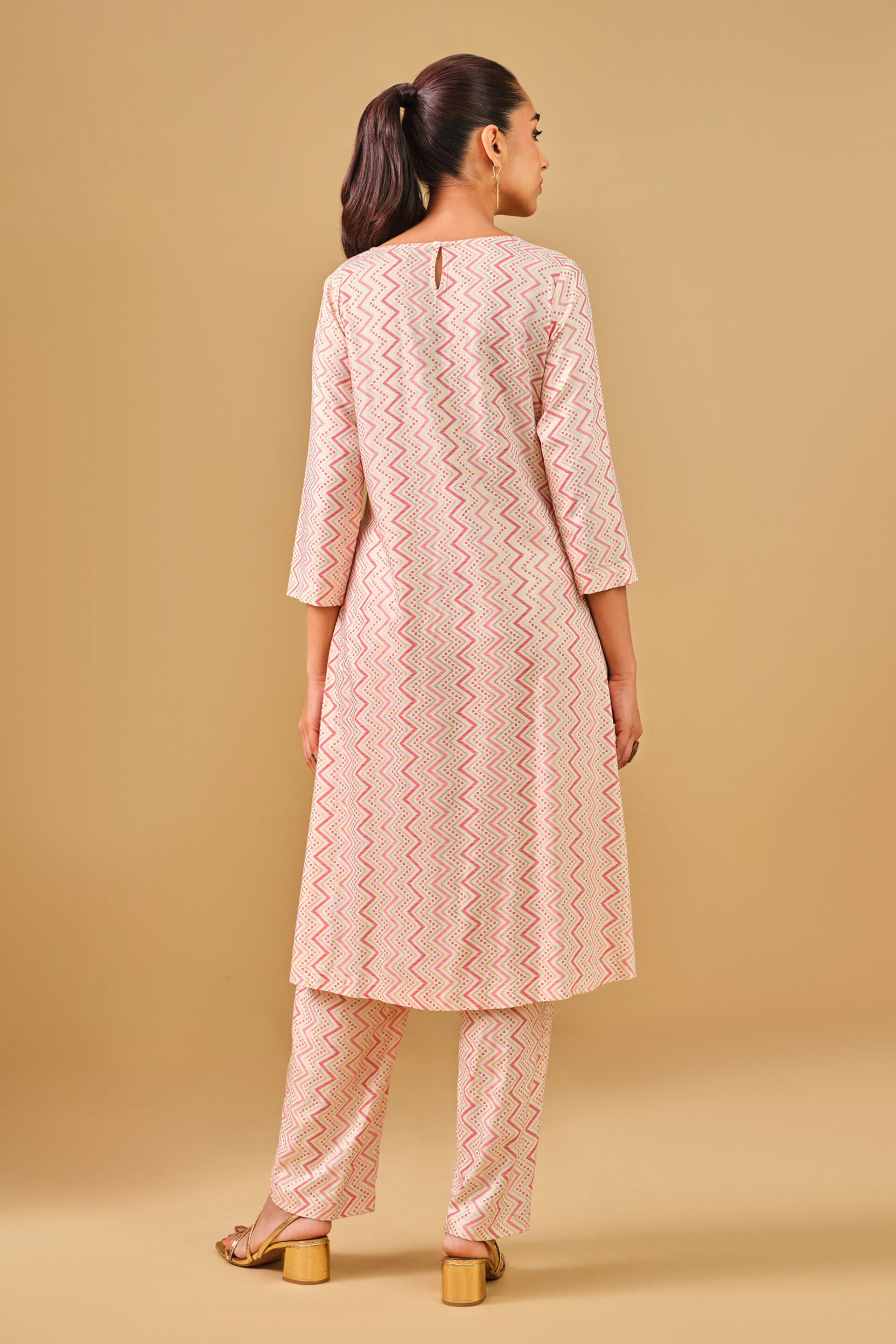 Mirror Embroidered Viscose Kurta Set, Off White, image 6