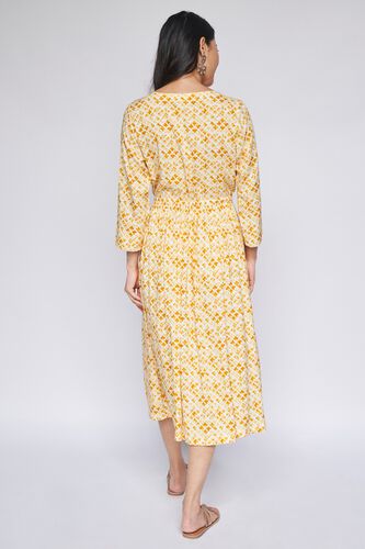 7 - Yellow Geometric Fit & Flare Dress, image 8