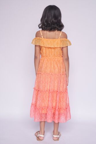 5 - Orange Gathers or Pleats Floral Gown, image 5