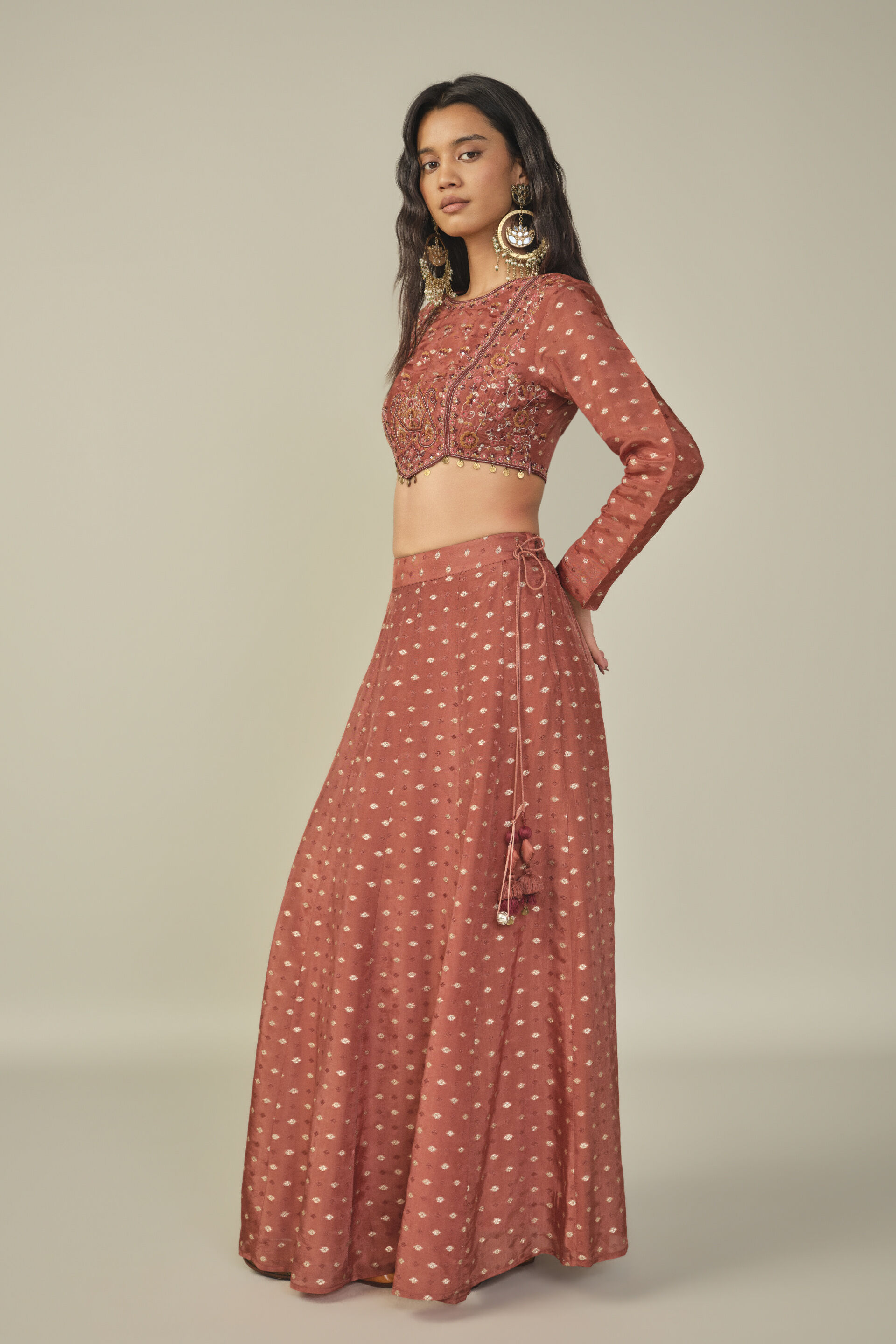 Embroidered Pant Set in Rust, Rust, image 4