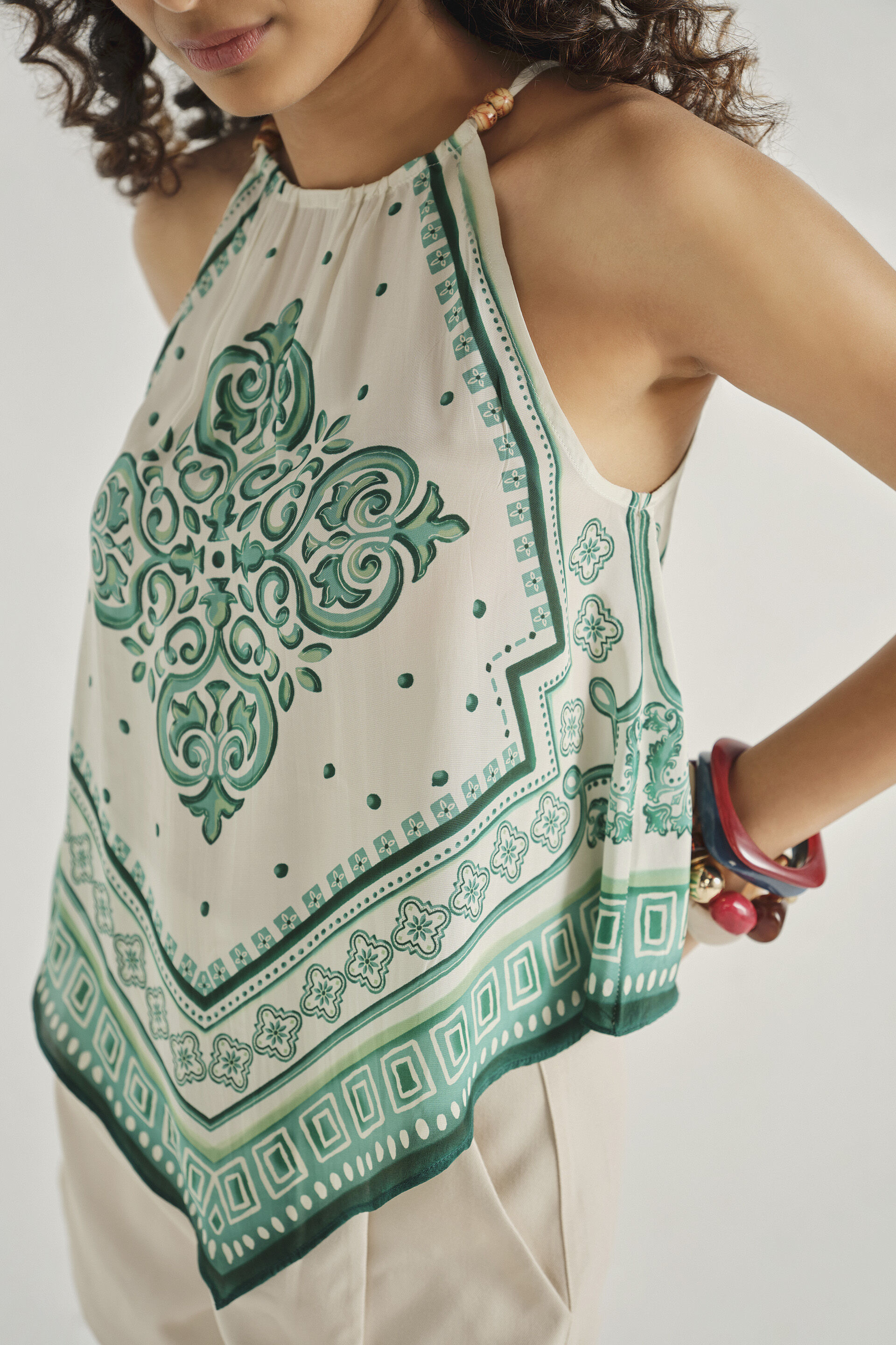 Sea Breeze Handkerchief Top, Teal, image 4