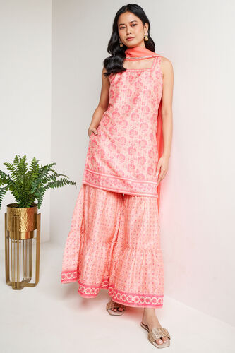 Pink Floral Straight Suit, Pink, image 1