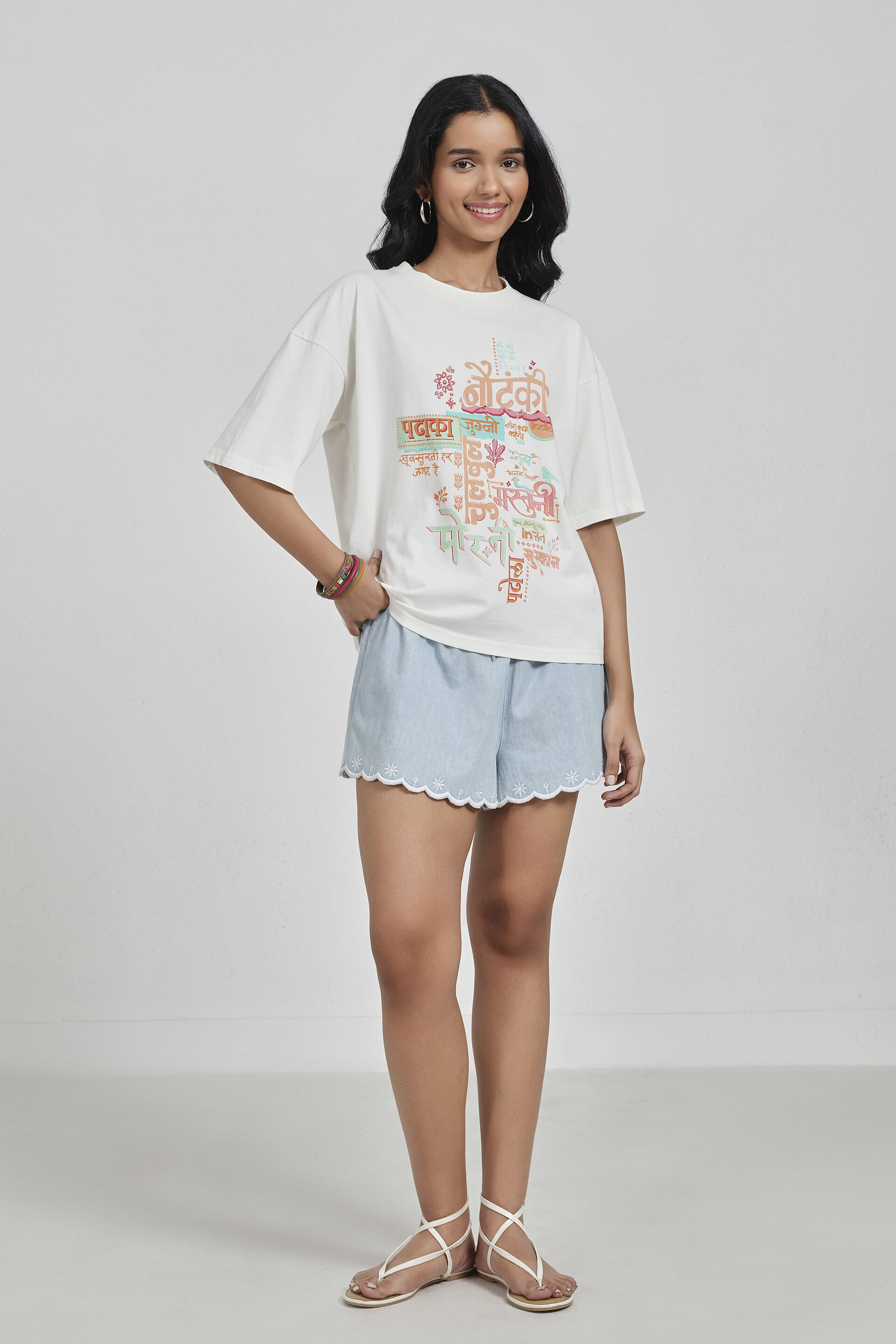 Desi Noise Cotton T-Shirt, Off White, image 2