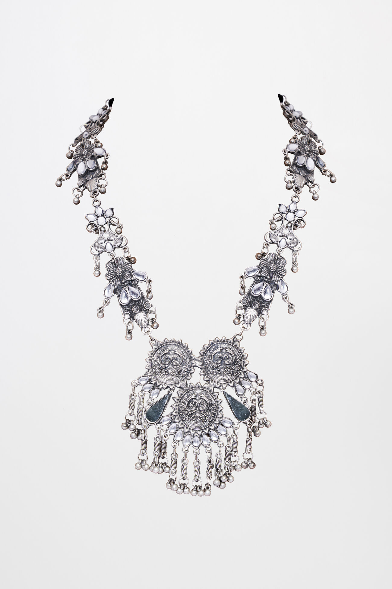 Buy Silver Alloy and Stone Neckpiece Online at Best Price at Global