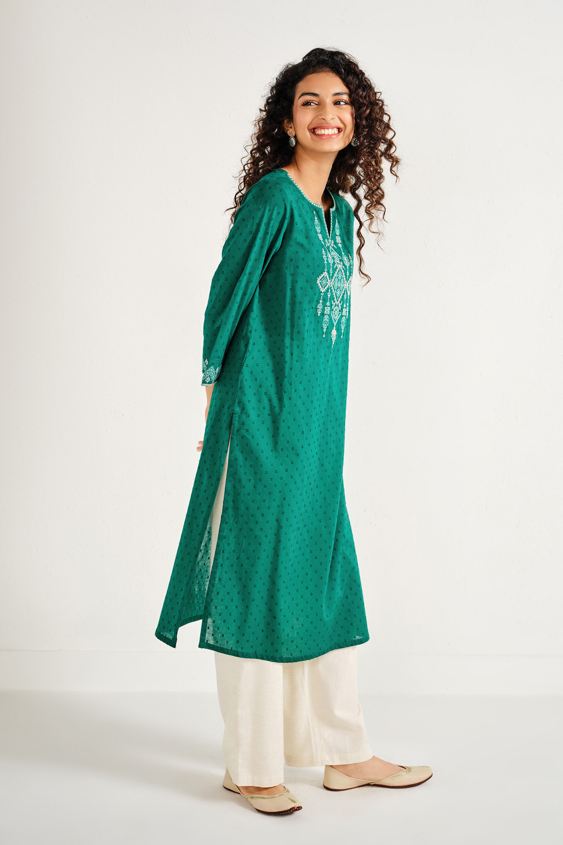 Moksh Teal Cotton Kurta, Teal, image 6