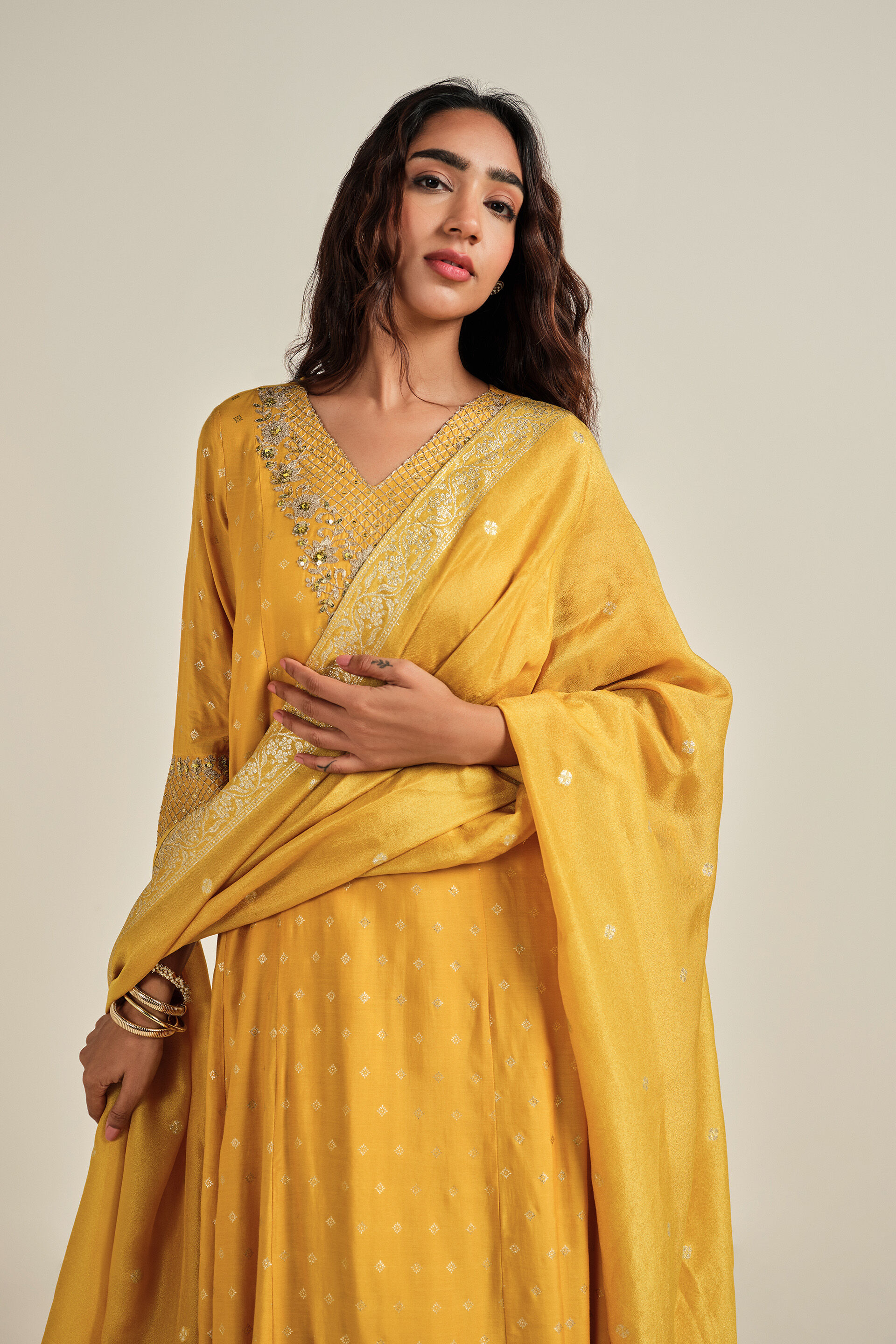 Genda Glow Kurta Set, Mustard, image 3