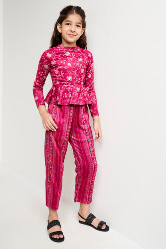 Pink Floral Straight Suit, Pink, image 1