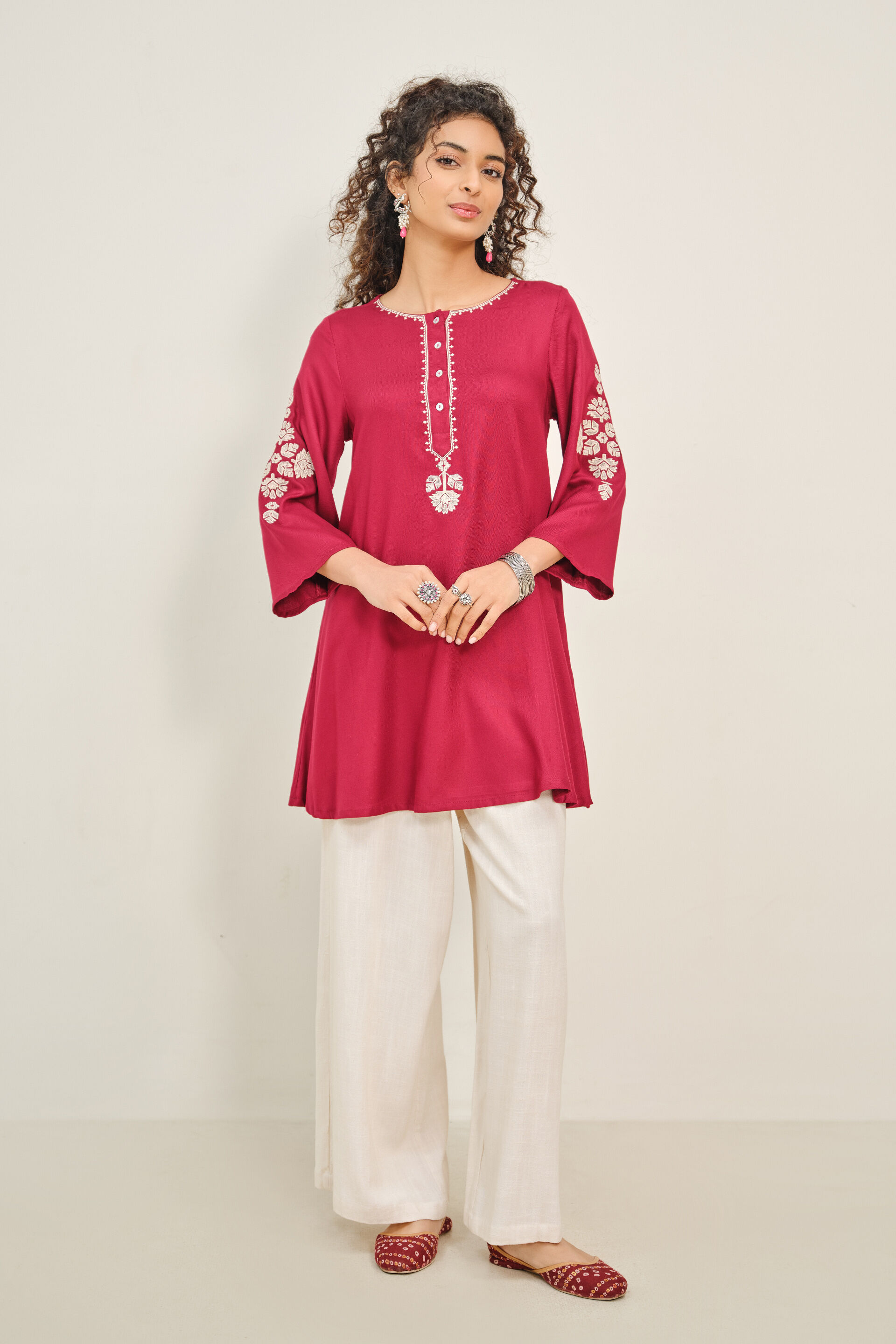 Anar Blossom Tunic, Wine, image 2