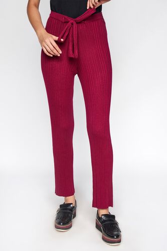 1 - Wine Solid Straight Pants, image 1