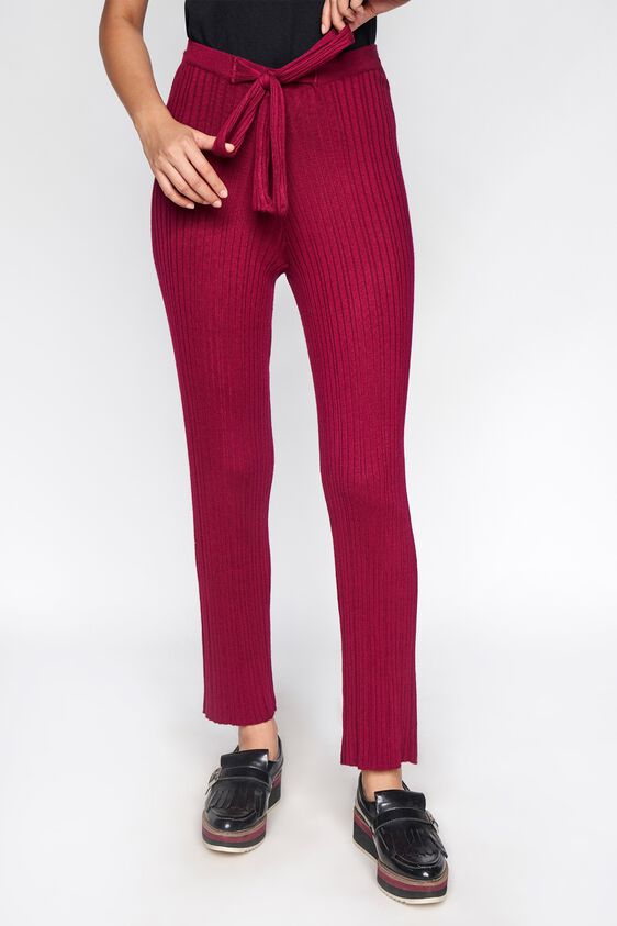 1 - Wine Solid Straight Pants, image 1