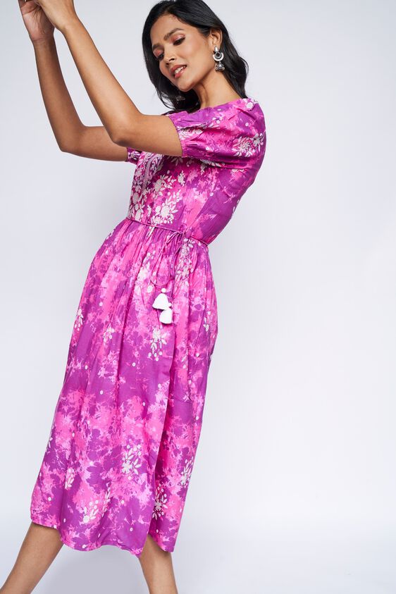 4 - Magenta Tie & Dye Fit & Flare Dress, image 4