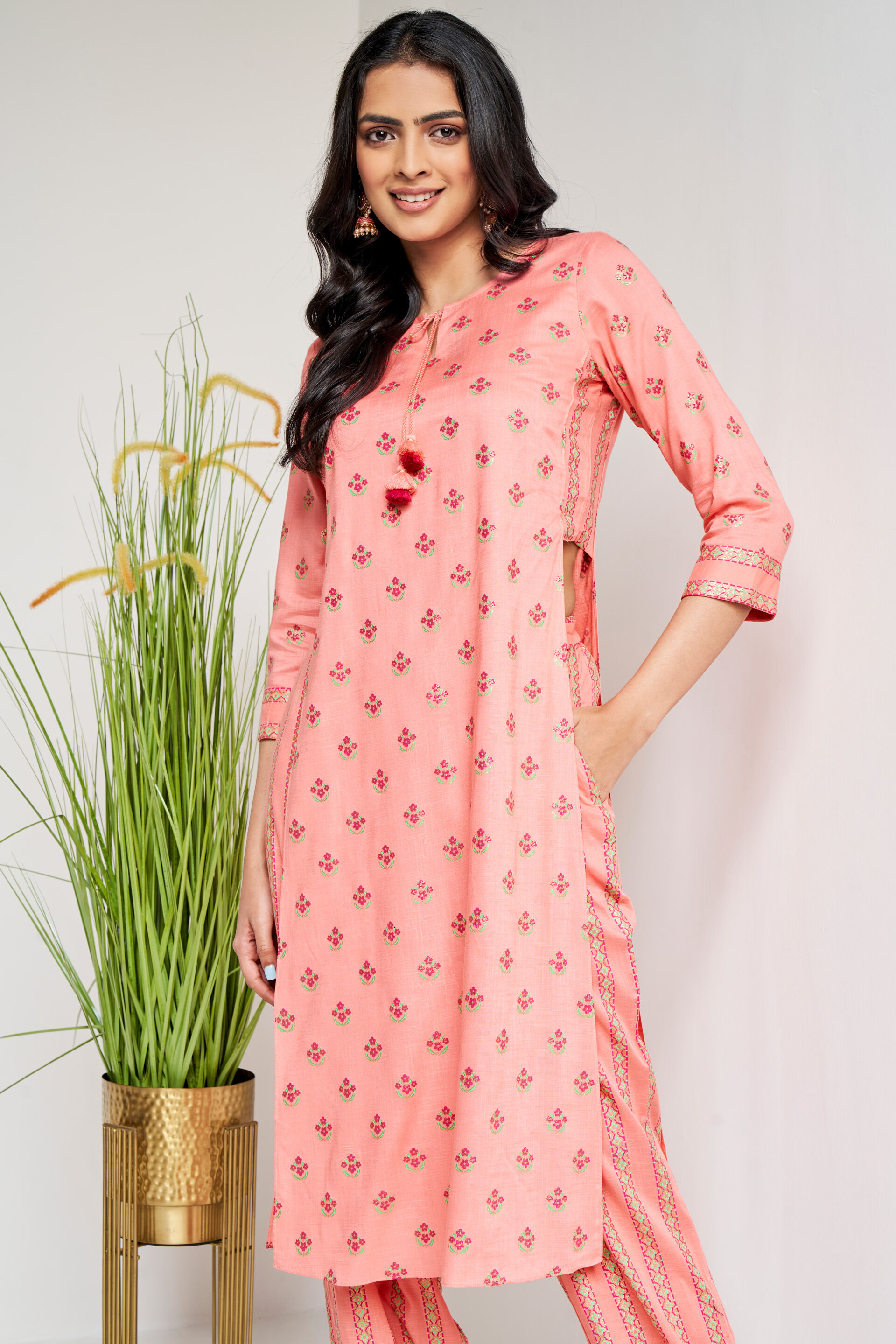 Coral Floral Straight Set, Coral, image 3