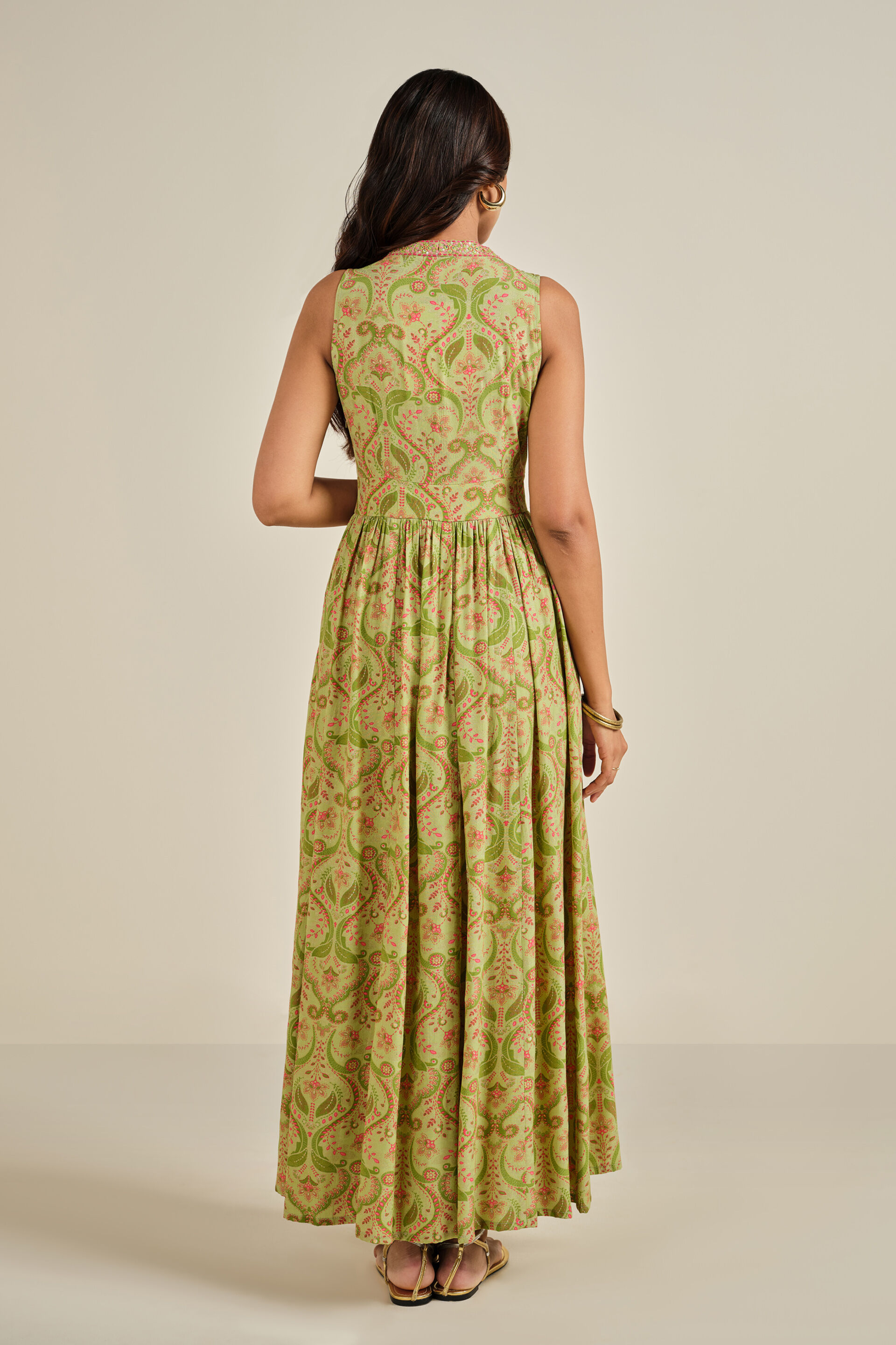 Buy Hara Dil Maxi Online In India at Global Desi F25R106MX_SAGE_GREEN