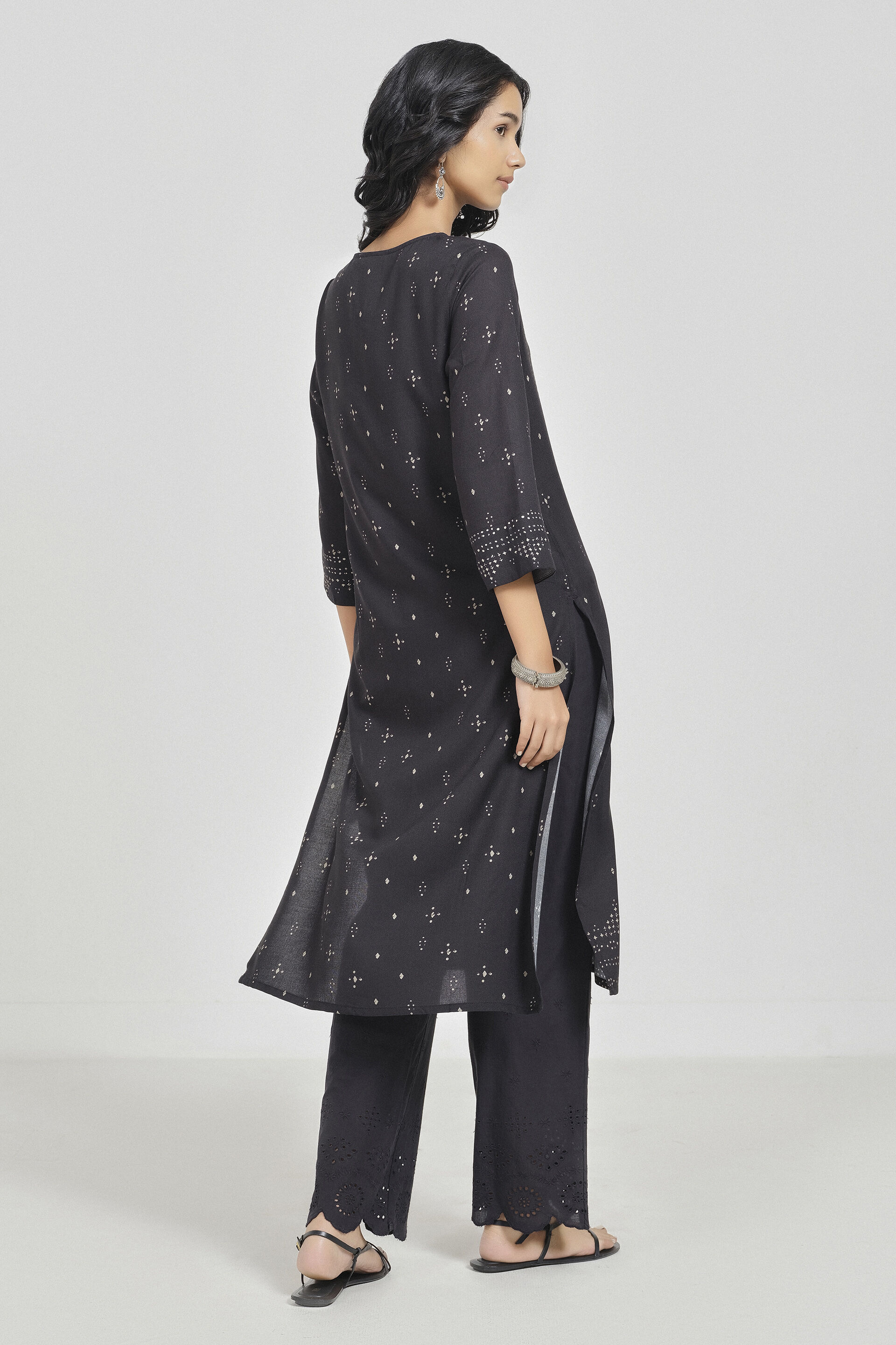 Myah Black Kurta, Black, image 5