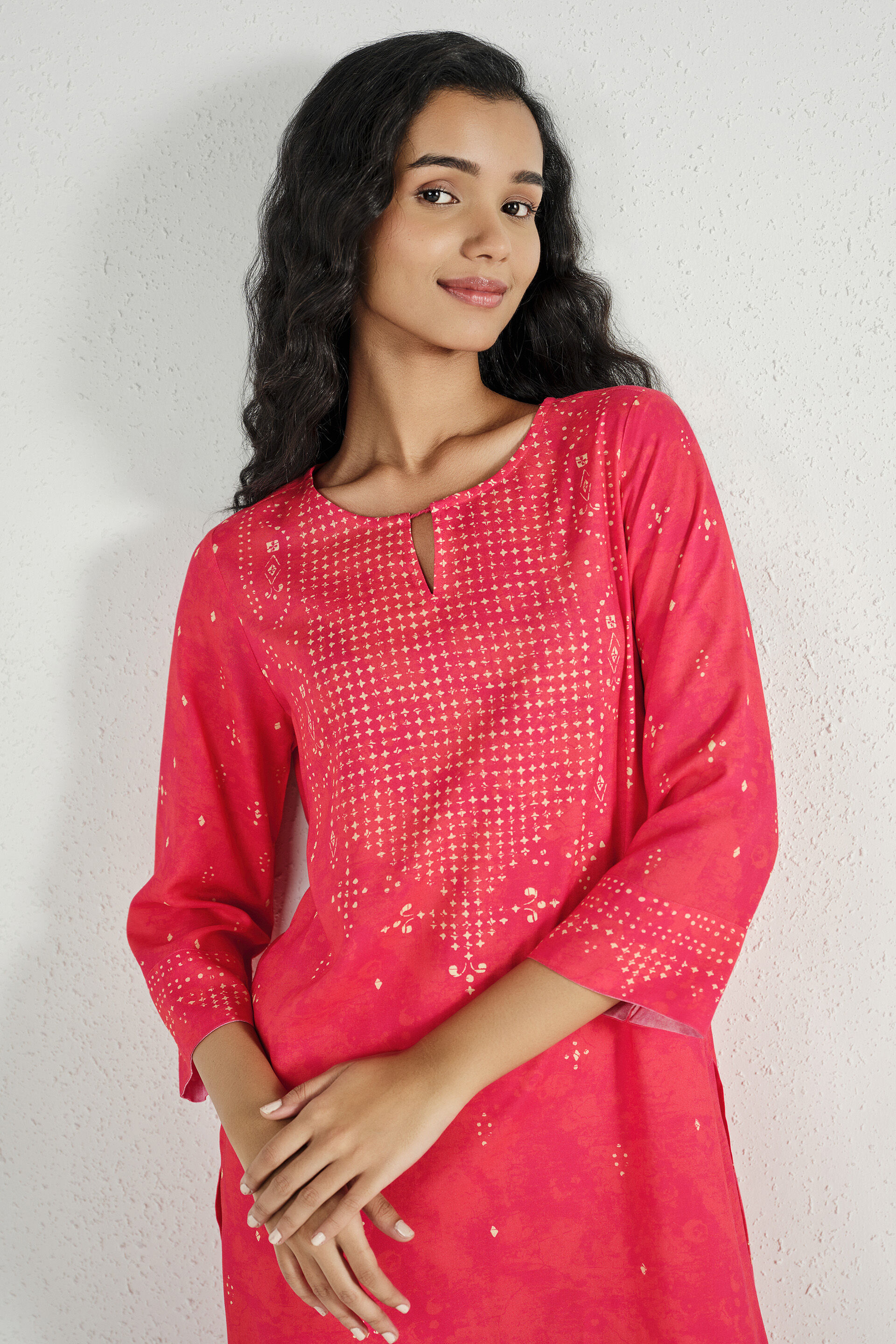 Charming Coral Kurta, Red, image 4