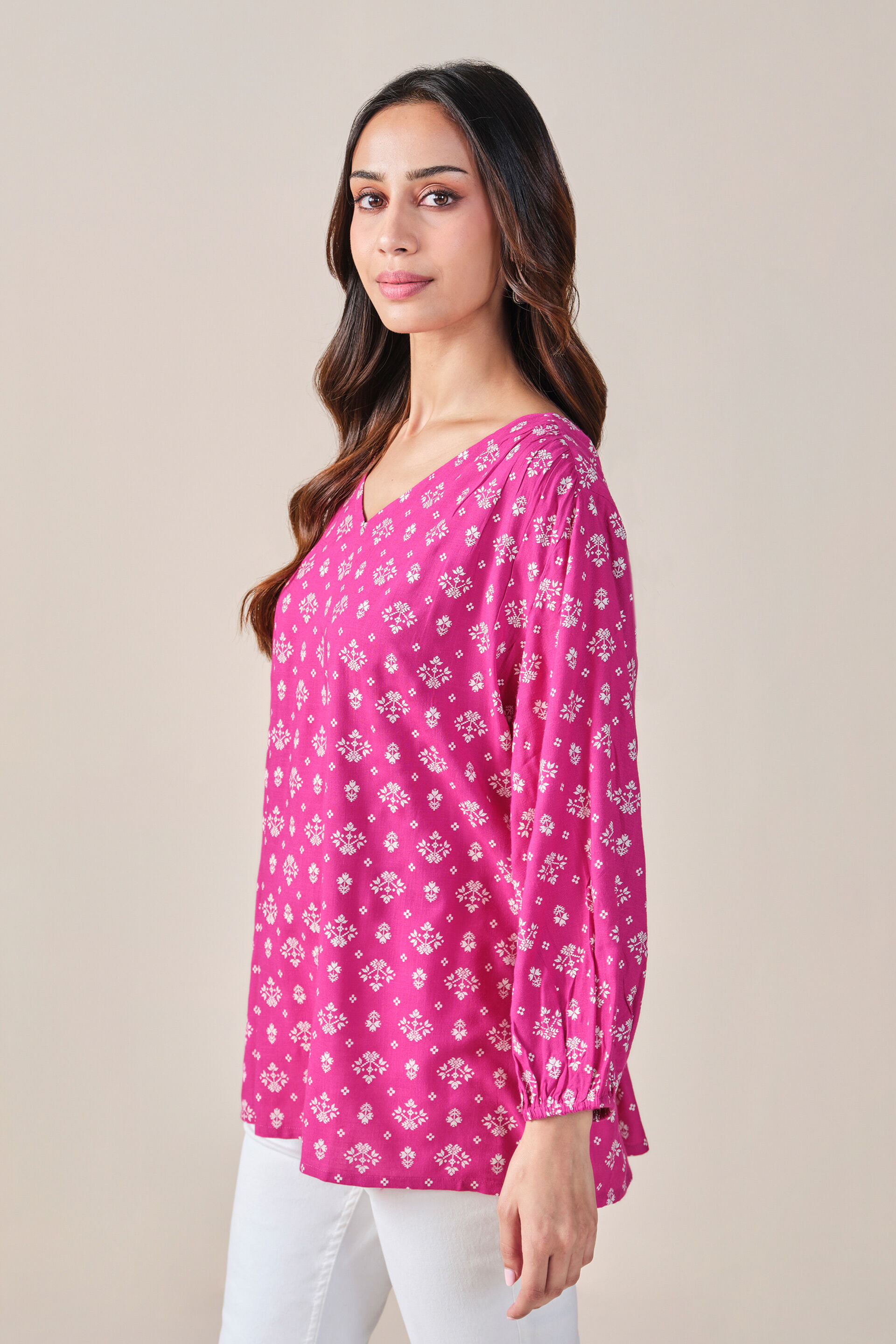 Pink Printed Top, Pink, image 3