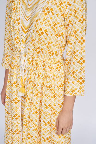 4 - Yellow Geometric Fit & Flare Dress, image 9