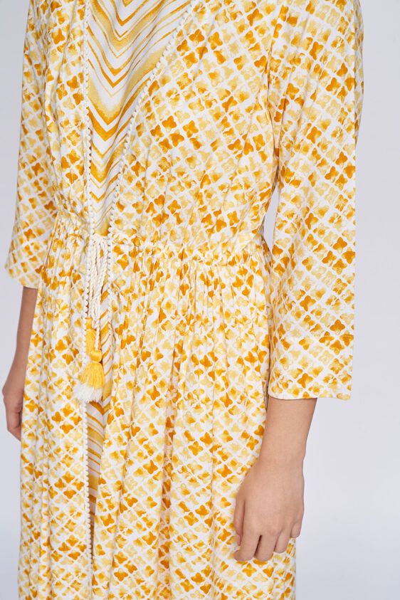 4 - Yellow Geometric Fit & Flare Dress, image 9