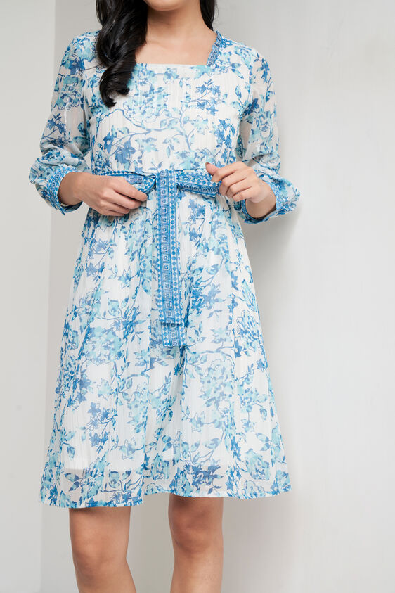 Blue Floral Casual Dress, Blue, image 6
