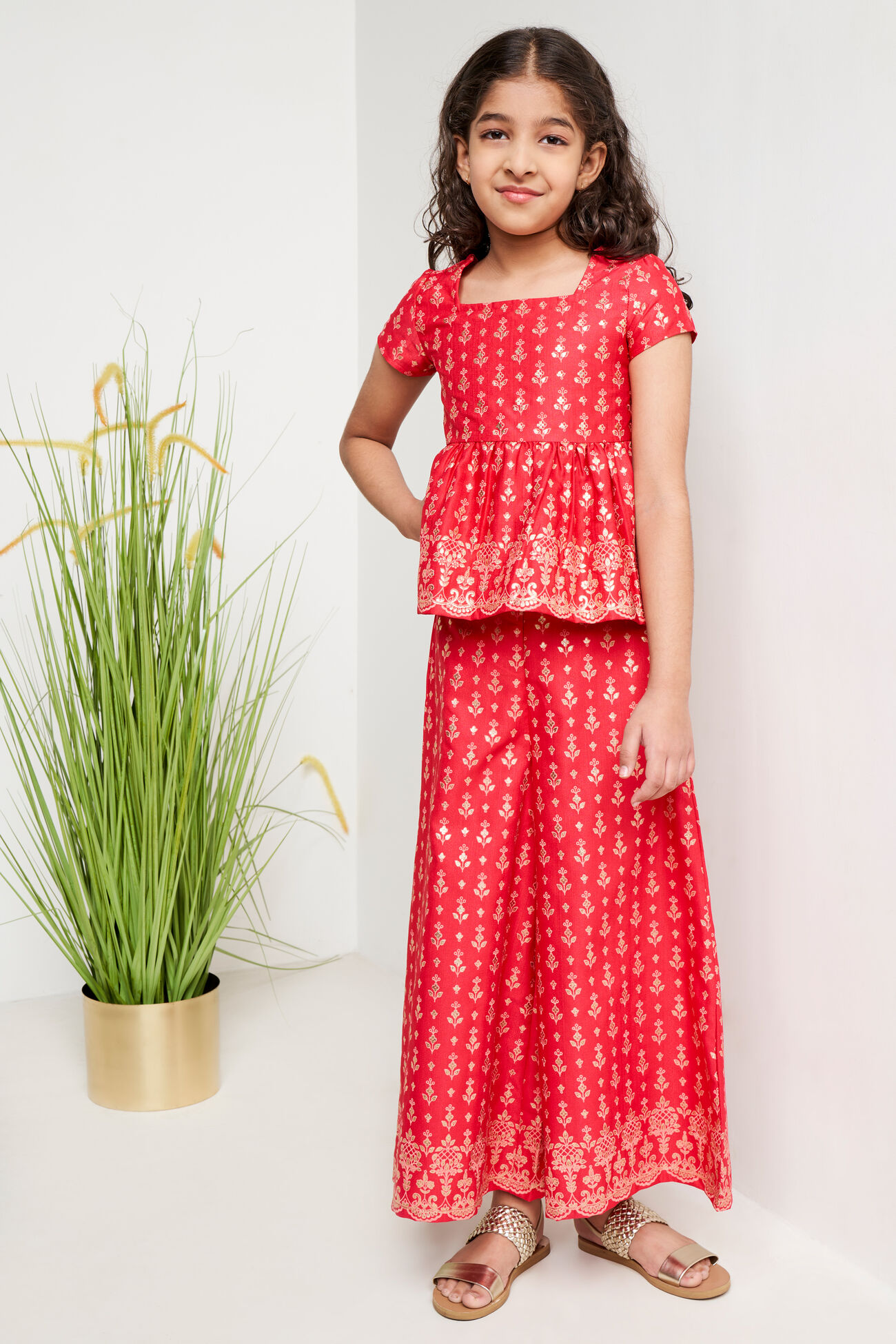 Hot Pink Ethnic Motifs Smocking Set, Hot Pink, image 2