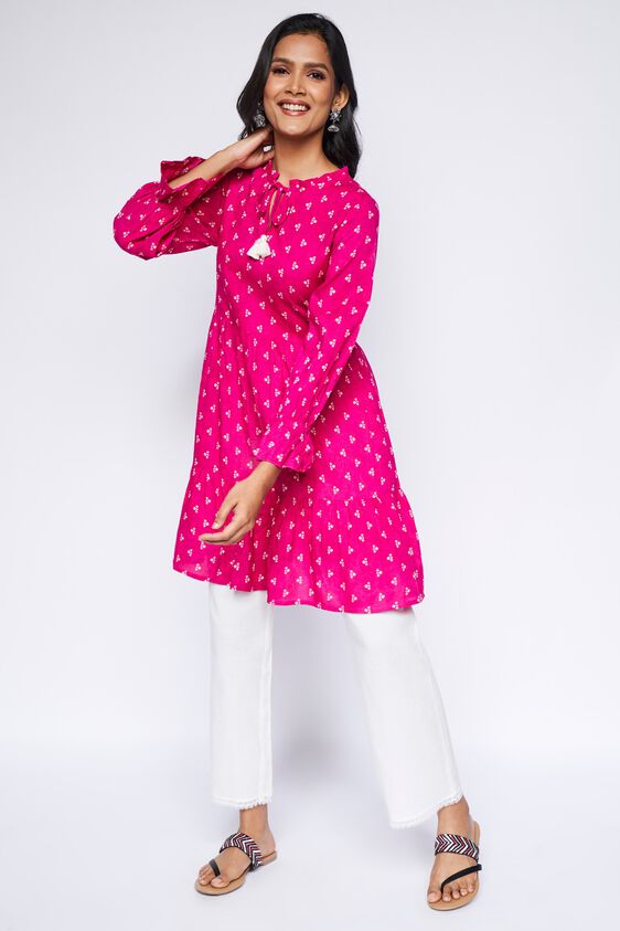 5 - Dark Pink Ethnic Motifs Fit & Flare Dress, image 5
