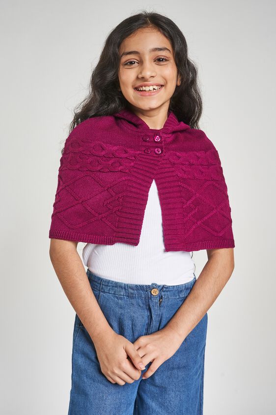 1 - Purple Hooded Cape Jacket, image 1