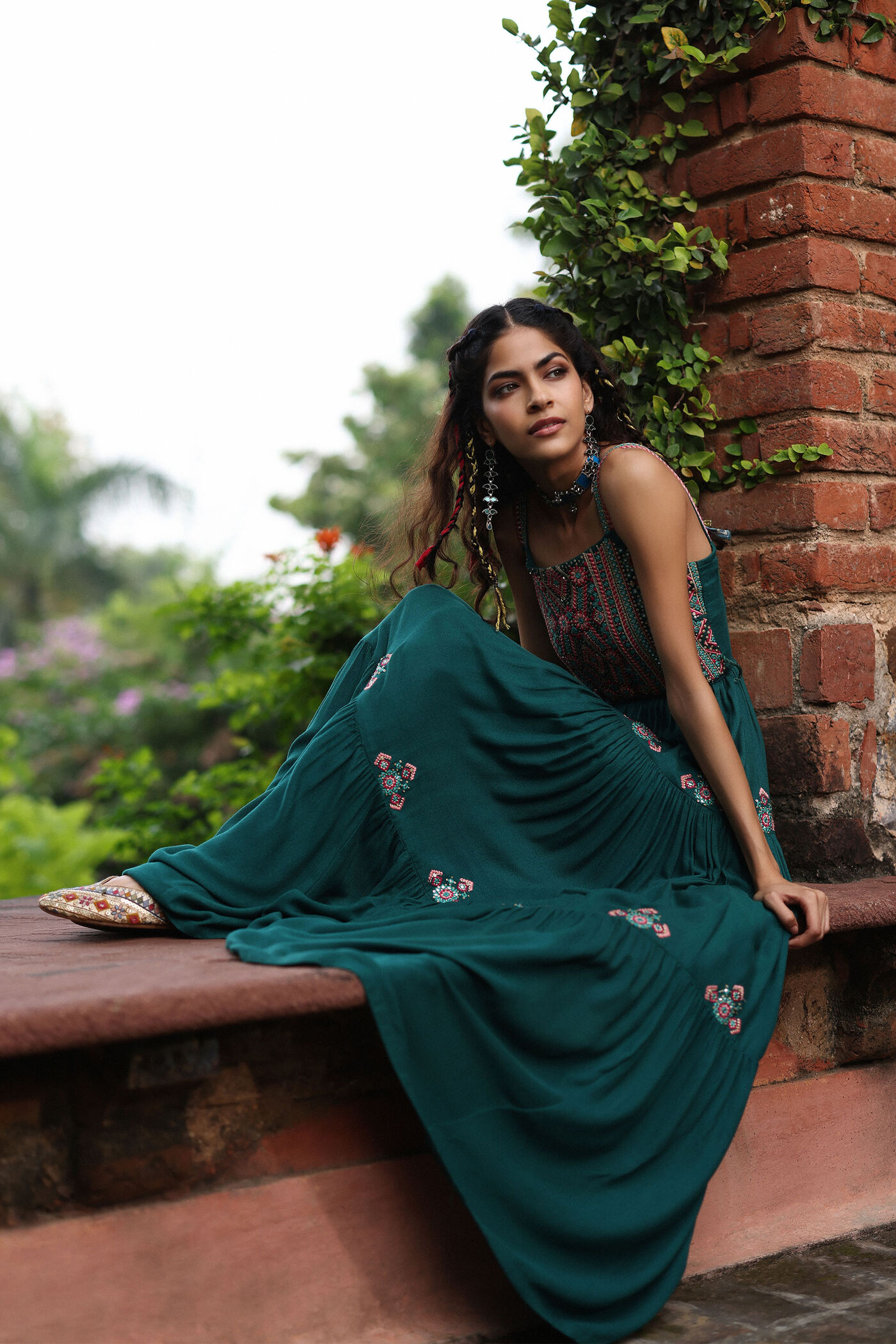 green maxi dress online india Buy Bunai Mylah Green Cotton Maxi Dress For Women Online