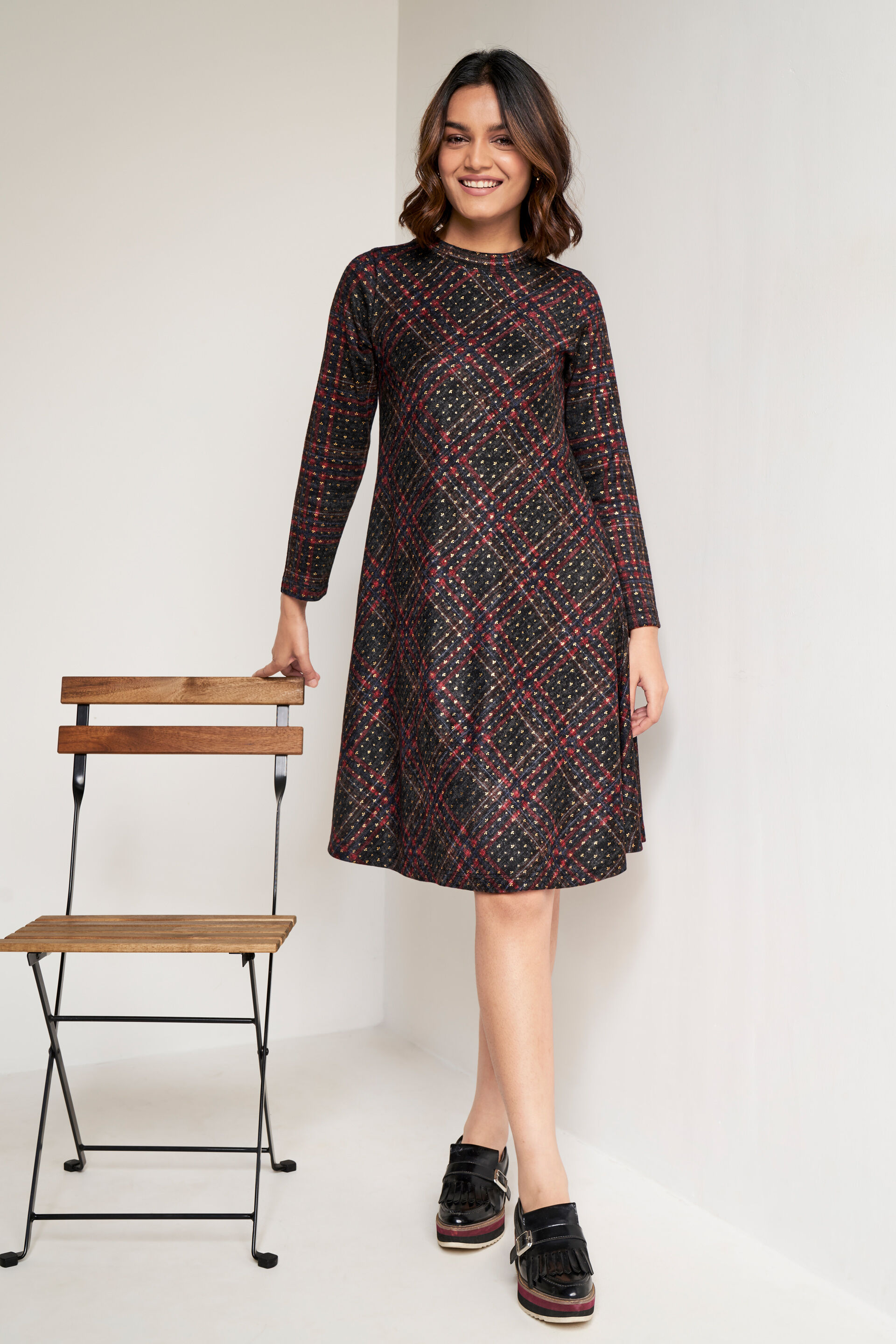 Grey Geometric Fit and Flare Tunic, Grey, image 2