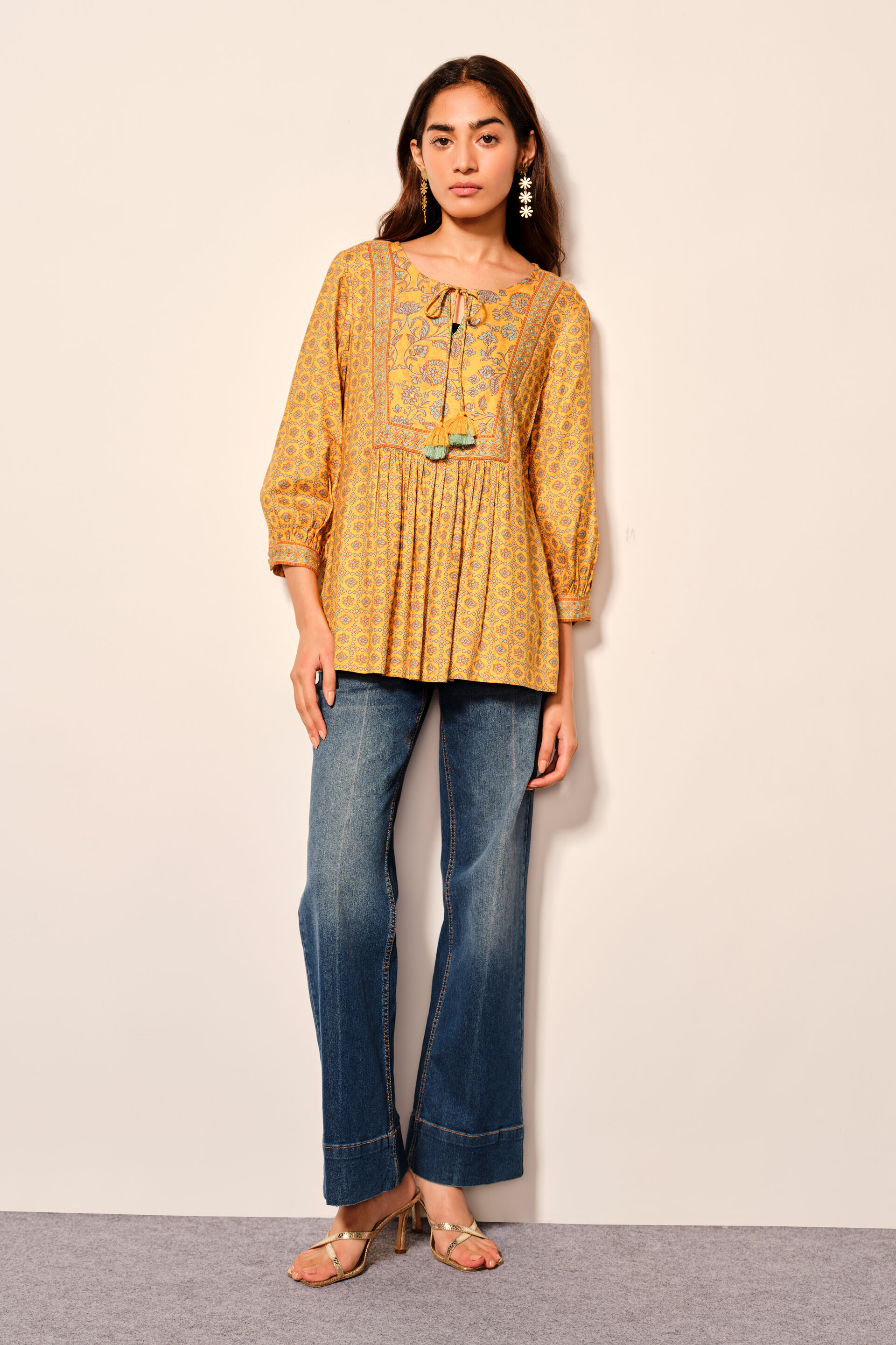 Mustard Tassel Short Top, Mustard, image 4