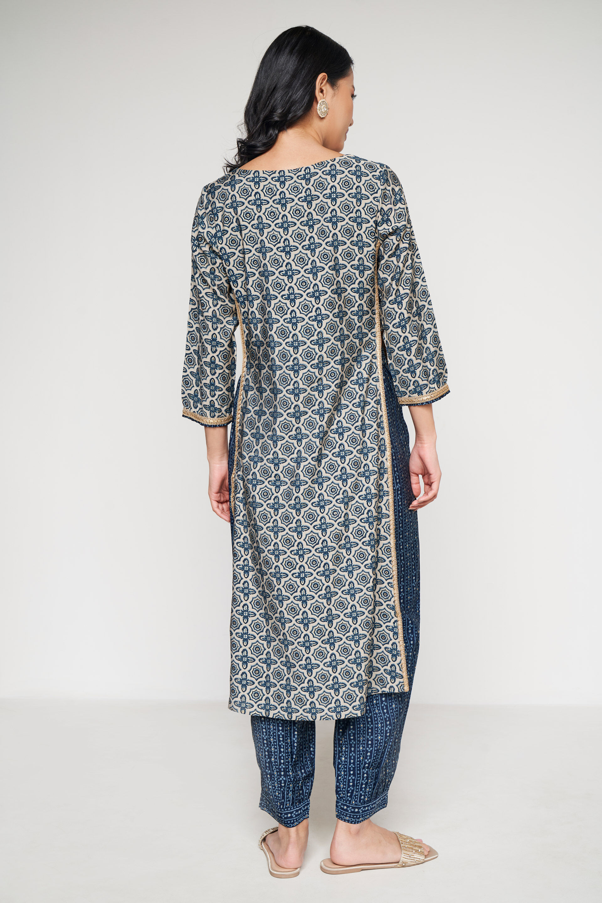 Dark Blue Geometric Lace Straight Set, Dark Blue, image 4