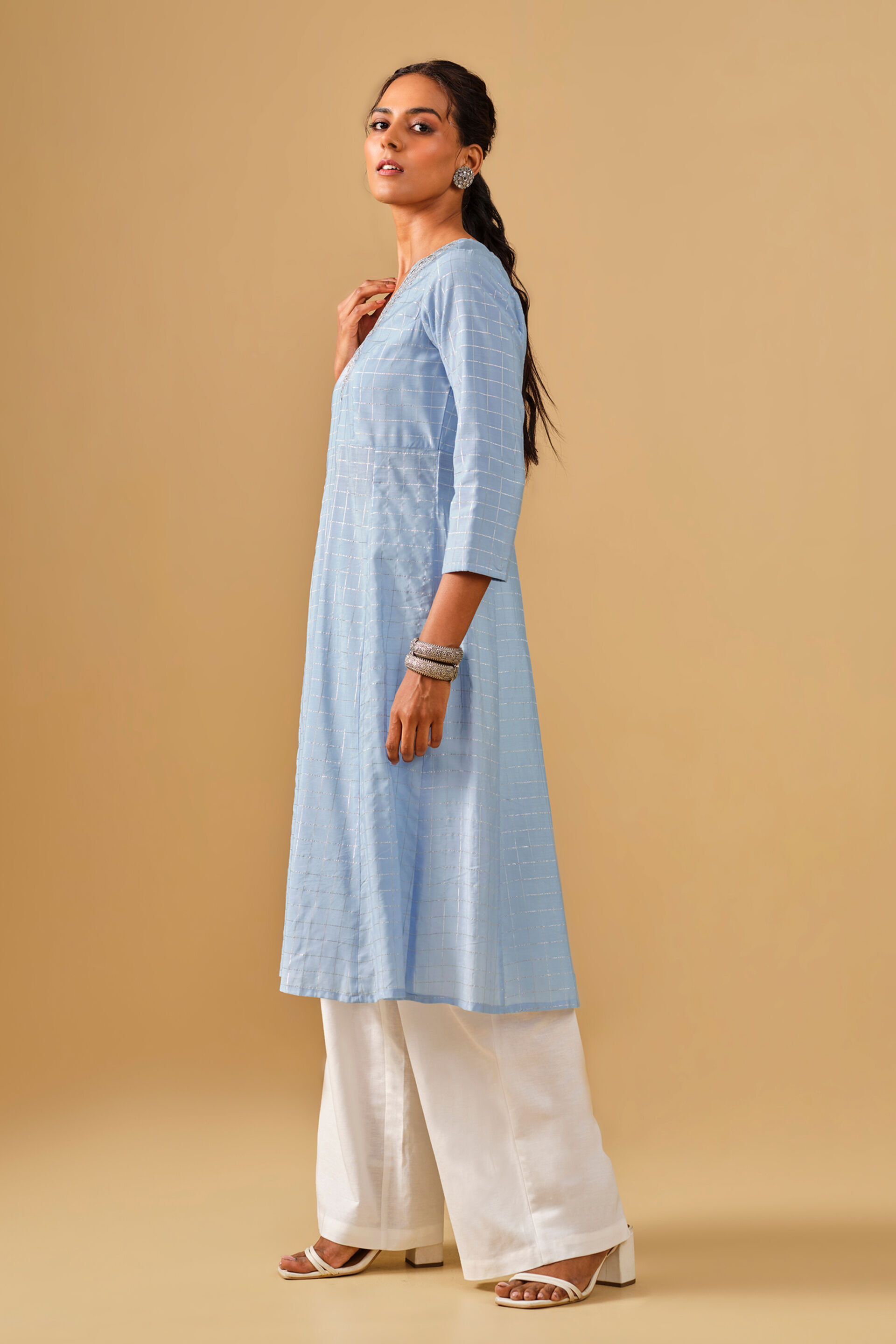 Blue Embroidered Kurta, Blue, image 2