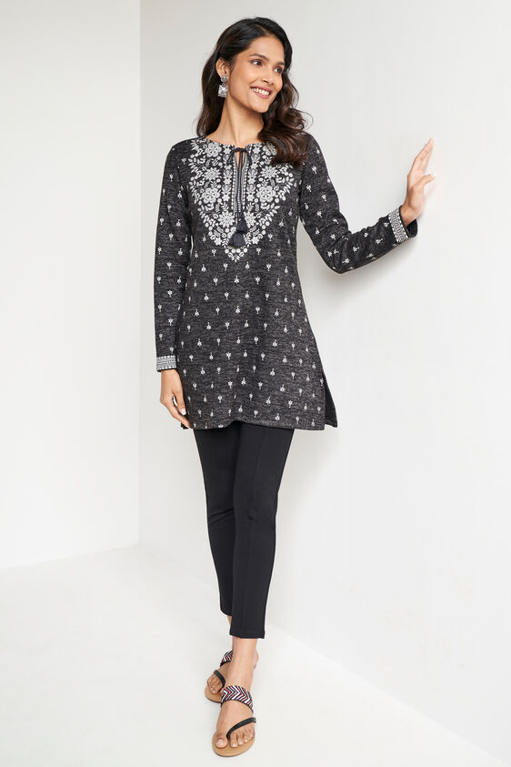 Ethnic Motifs Straight Slip-On Tunic, Black, image 5