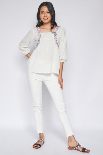 4 - White Solid Fit & Flare Top, image 4