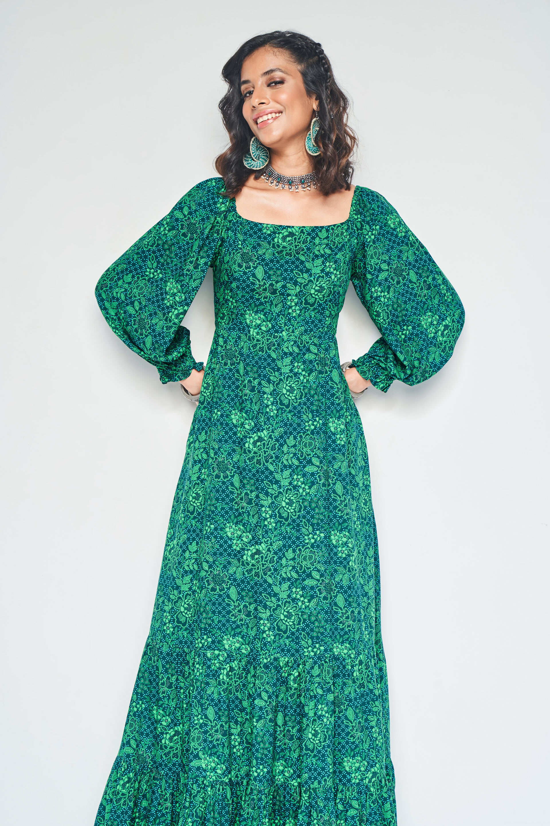 Global desi hot sale green maxi dress