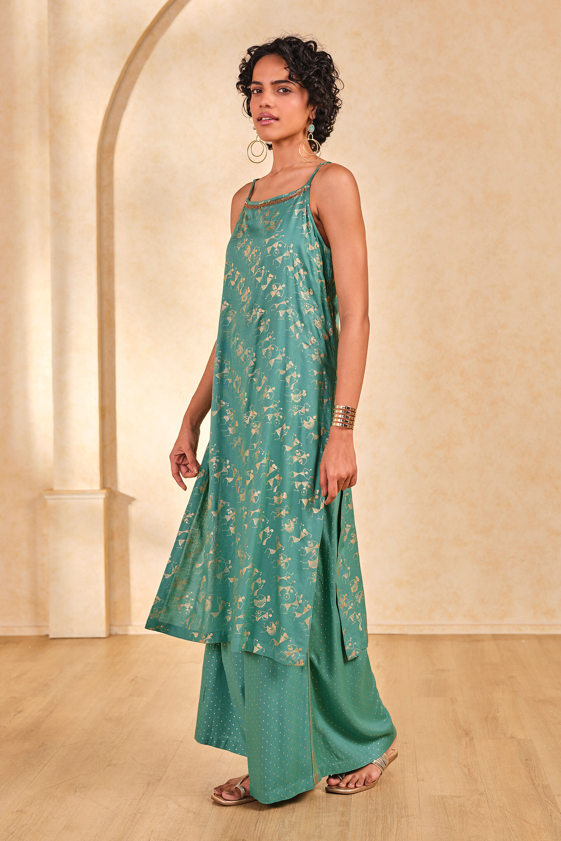 Mint Green Kurta and Pant Set, Green, image 2