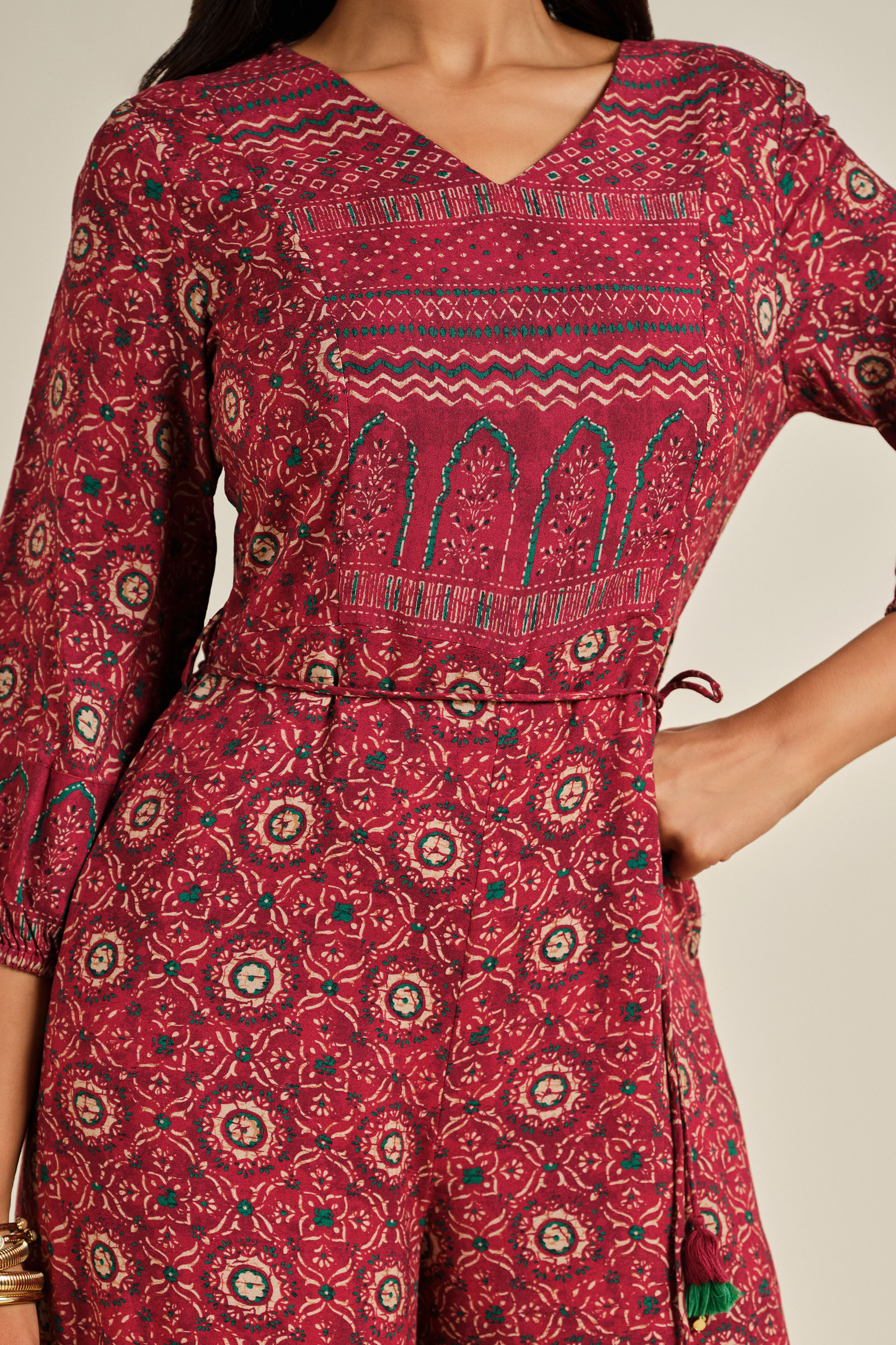 Mehfil Jumpsuit, Wine, image 4