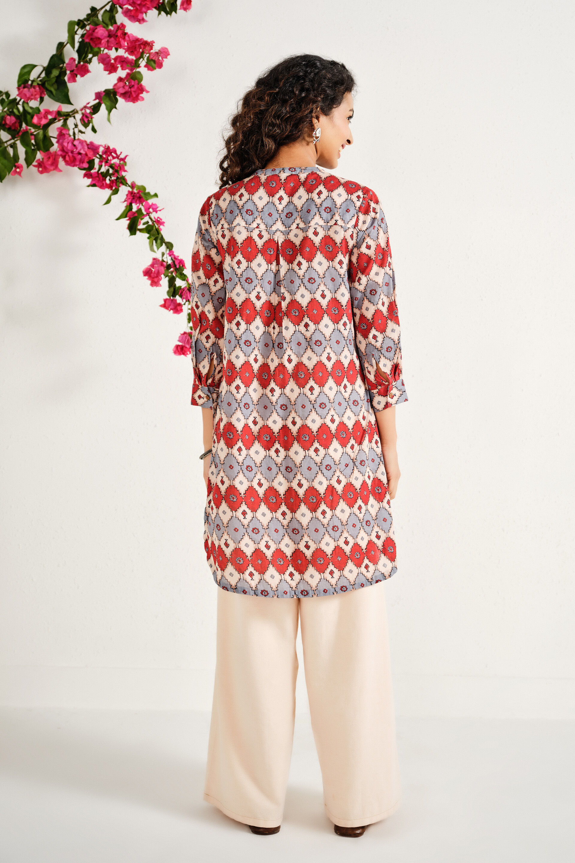 Ashka Multi-Coloured Cotton Tunic, Beige, image 6