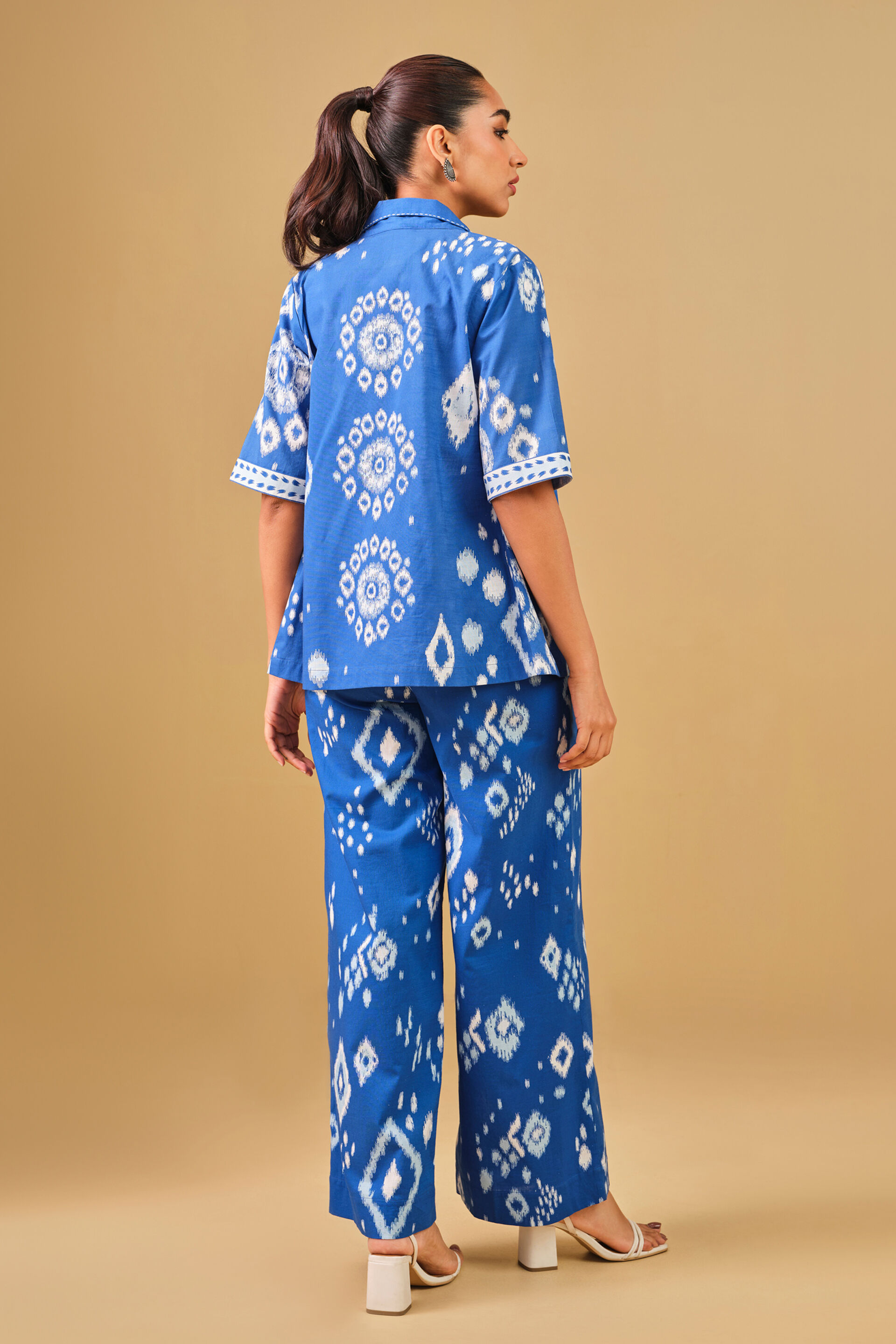 Ikat Inspired Blue Cotton Co-ord, Blue, image 6