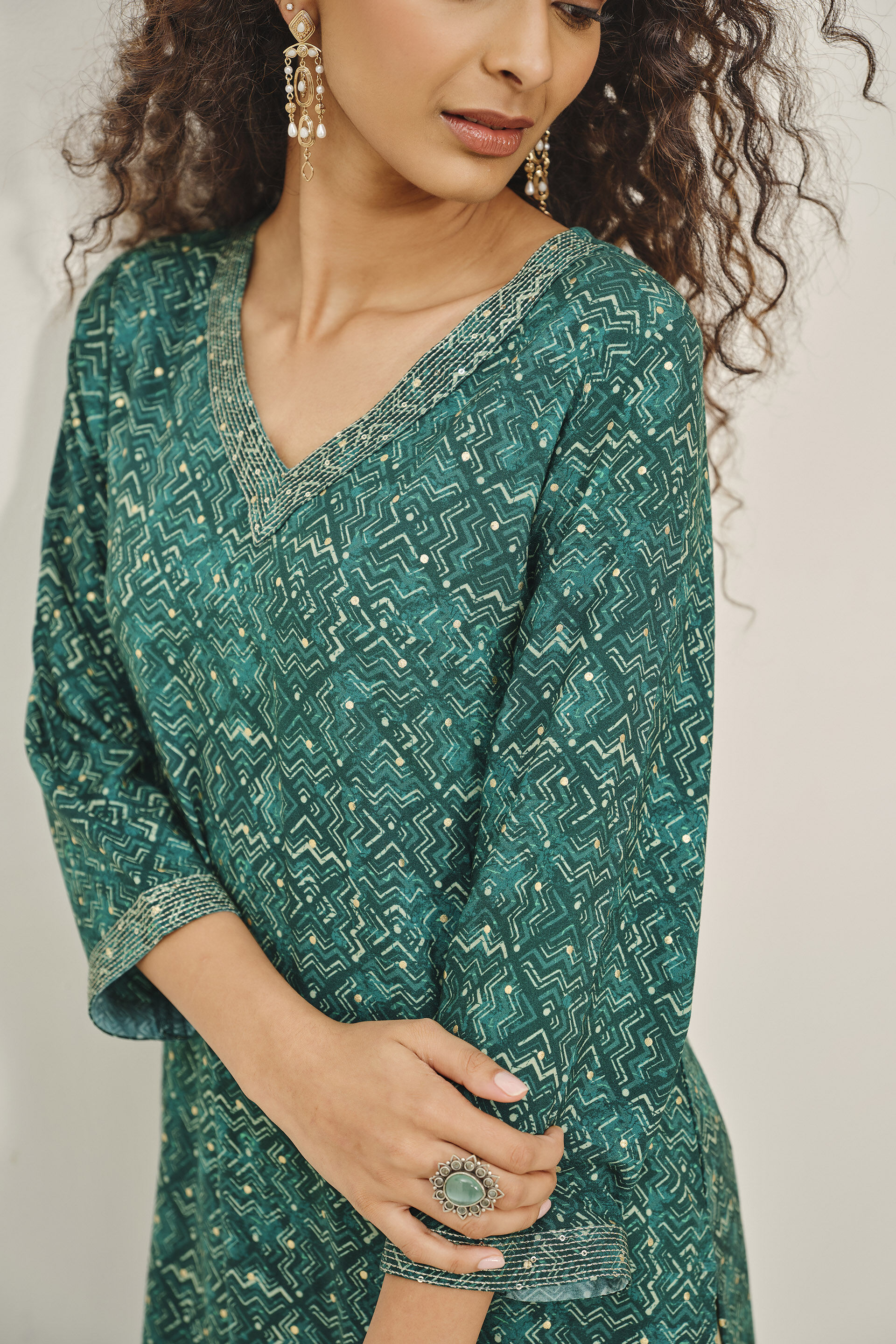 Green Gaatha Kurta, Green, image 5