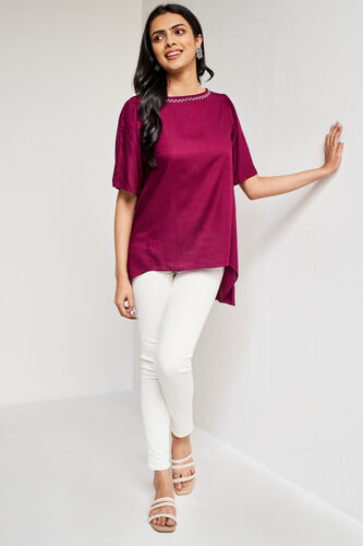 Solid High-Low Top, Wine, image 1