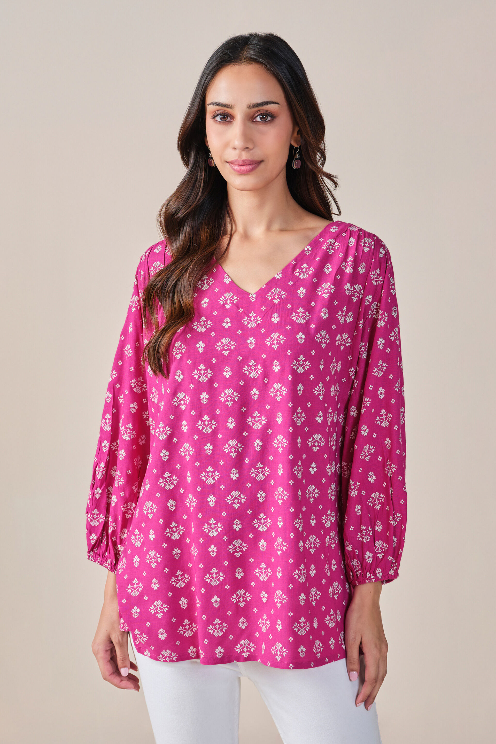 Pink Printed Top, Pink, image 2