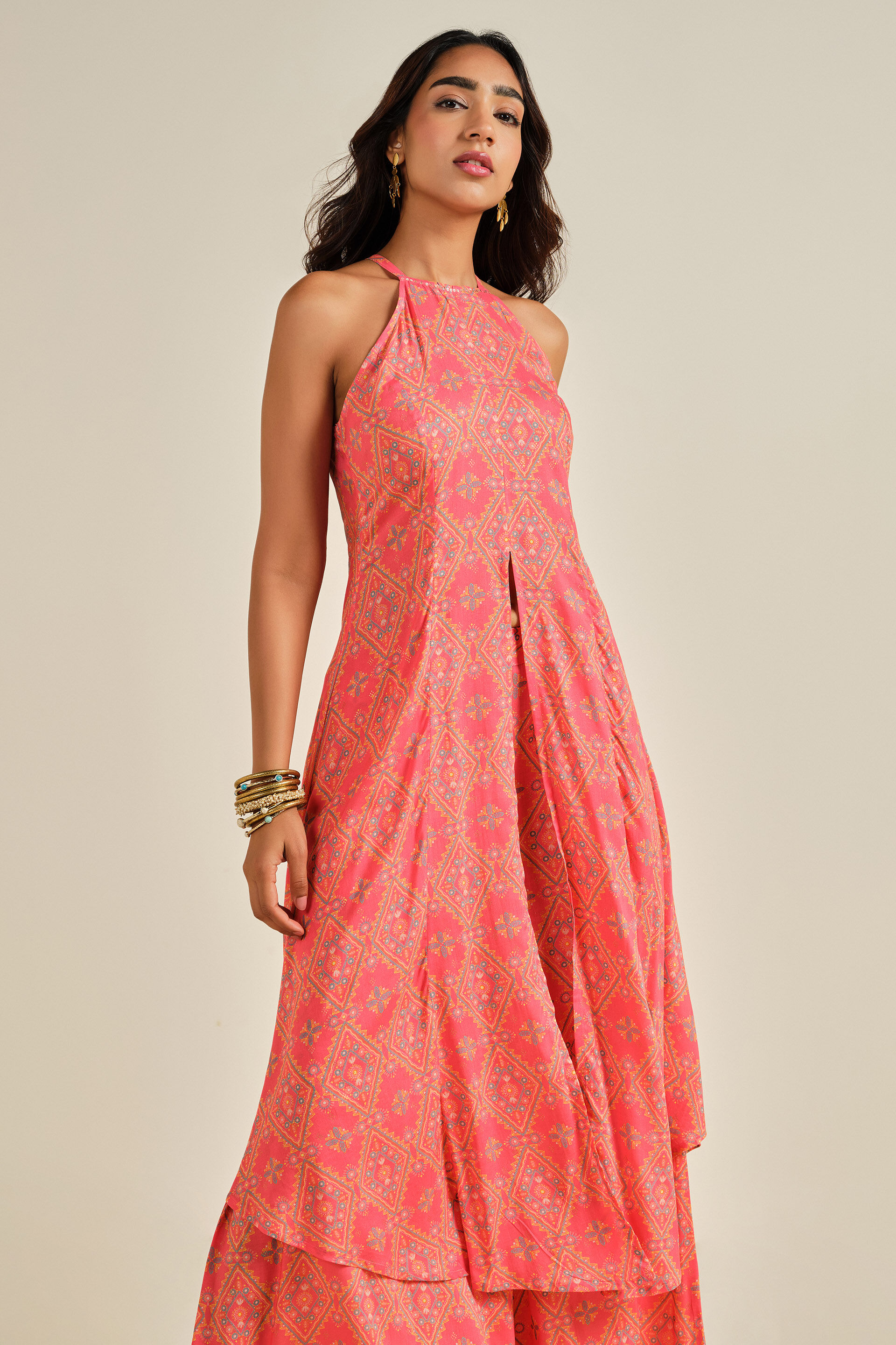 Samundar Kurta Set, Coral, image 3