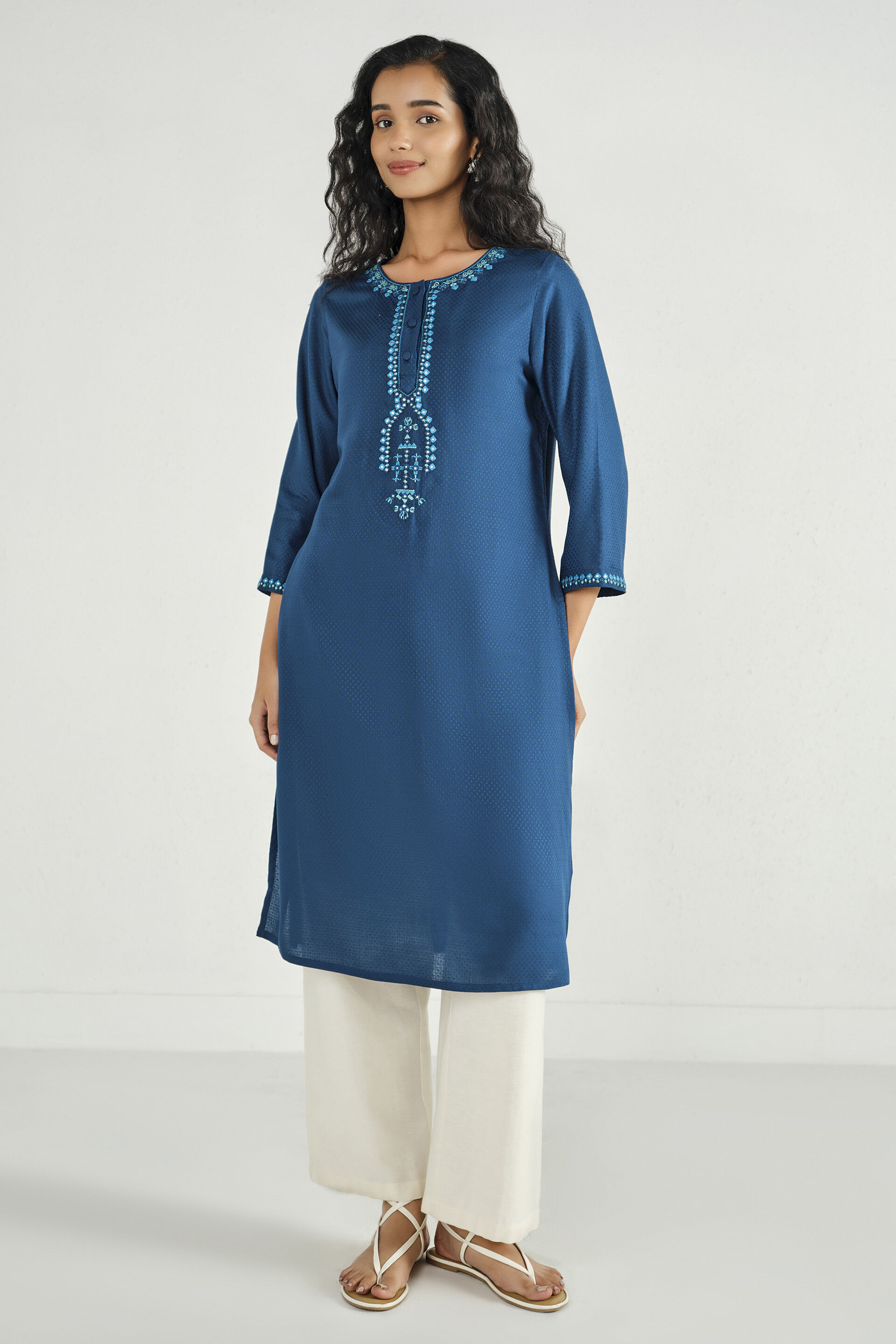 Ruhi Indigo Kurta, Indigo, image 4