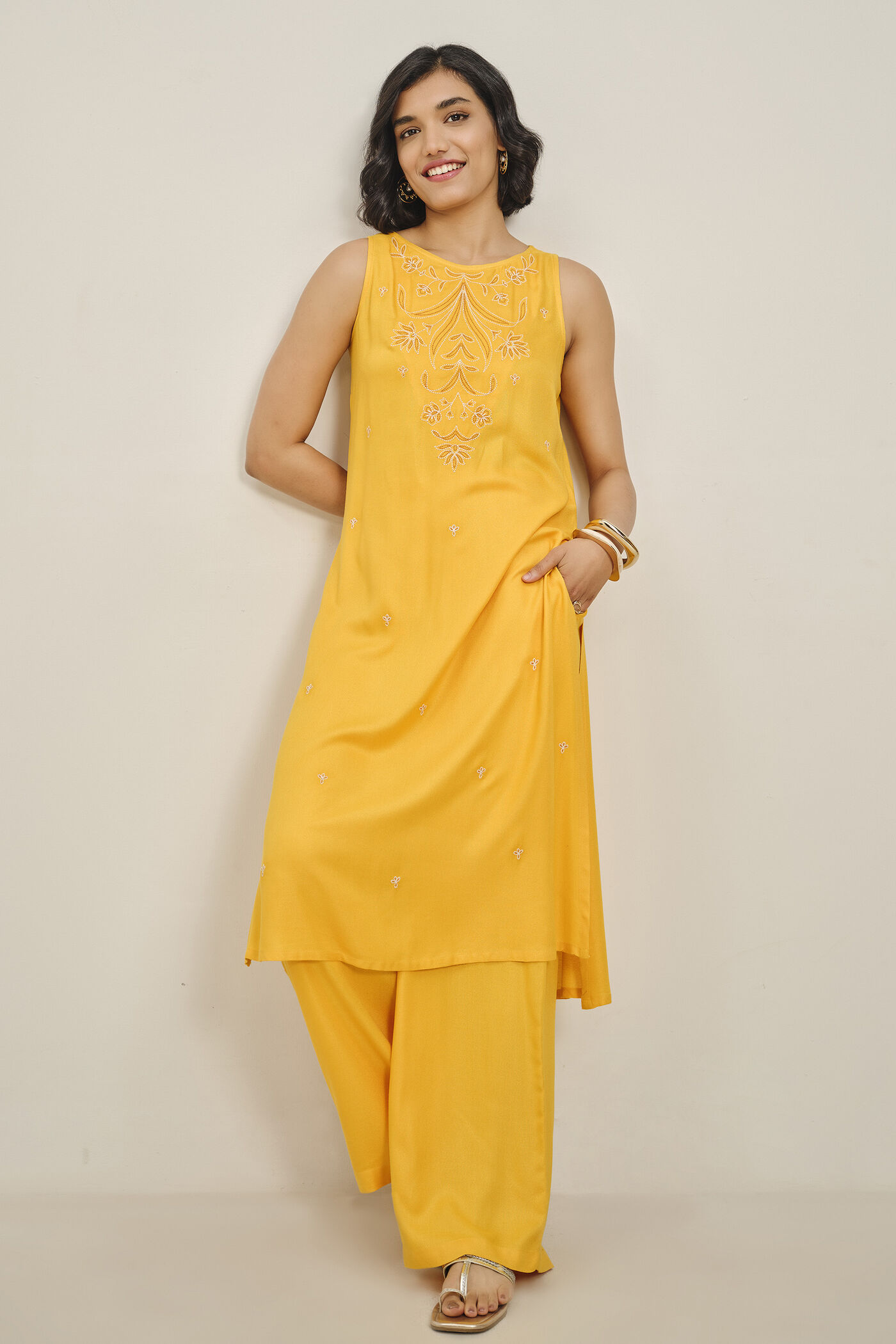 Suryaphool Yellow Kurta Set