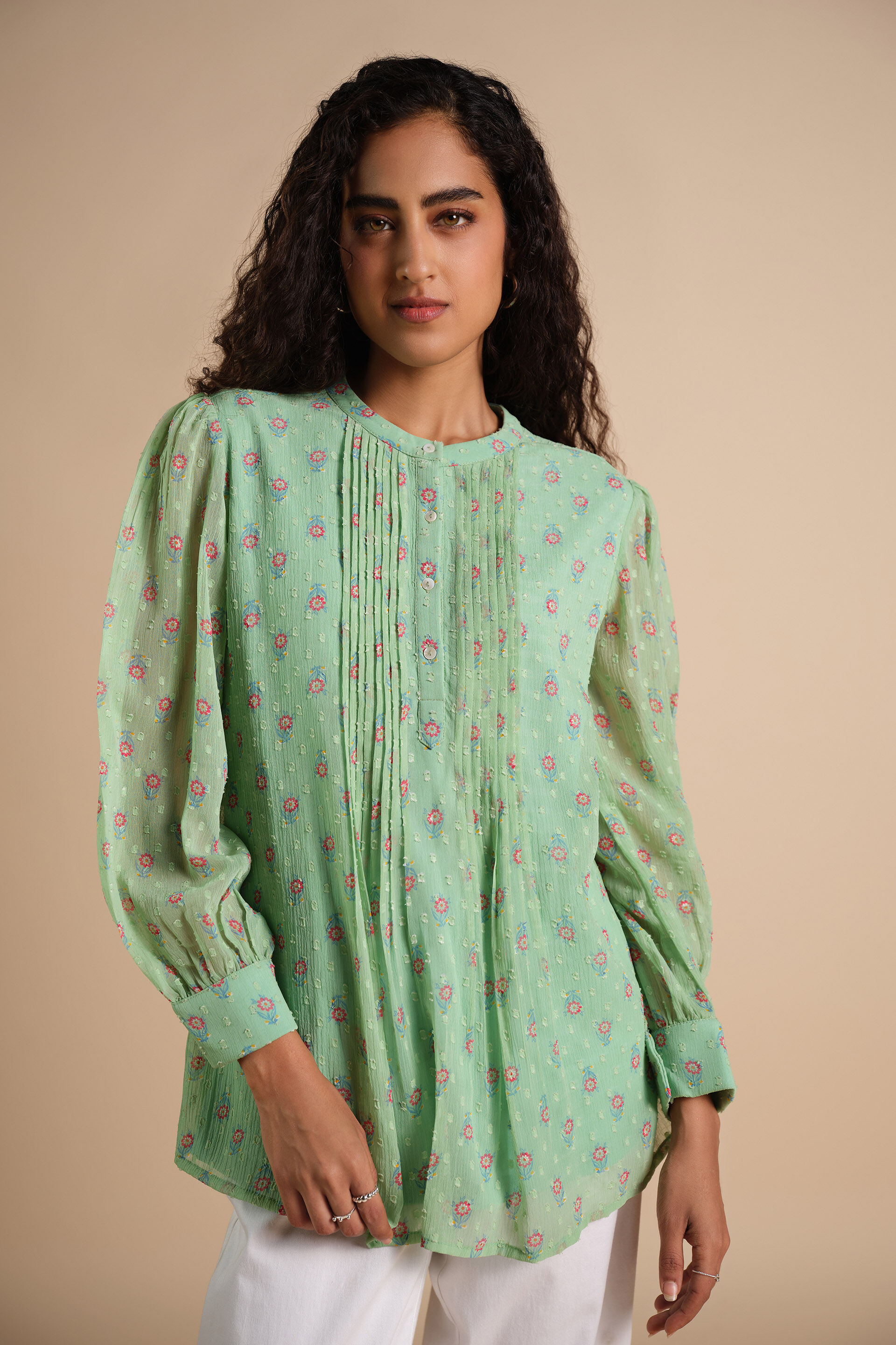 Buy Summer Phool Top Online In India at Global Desi S25A21TP_L_GREEN