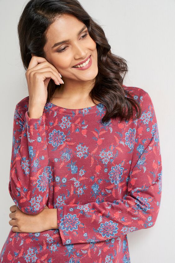 Coral Jacquard Flared Slip-On Dress, Coral, image 6